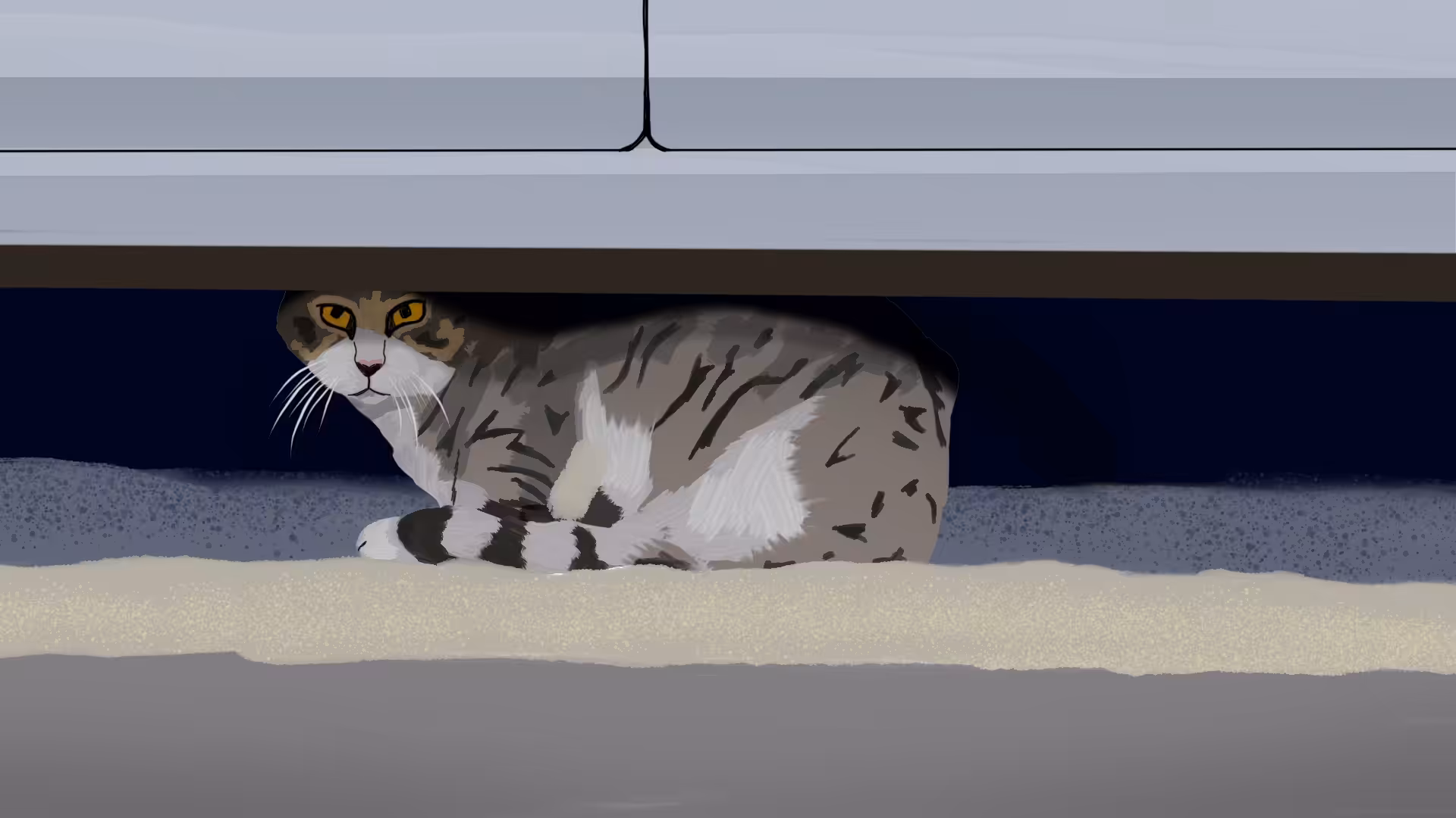 A Cat under a car