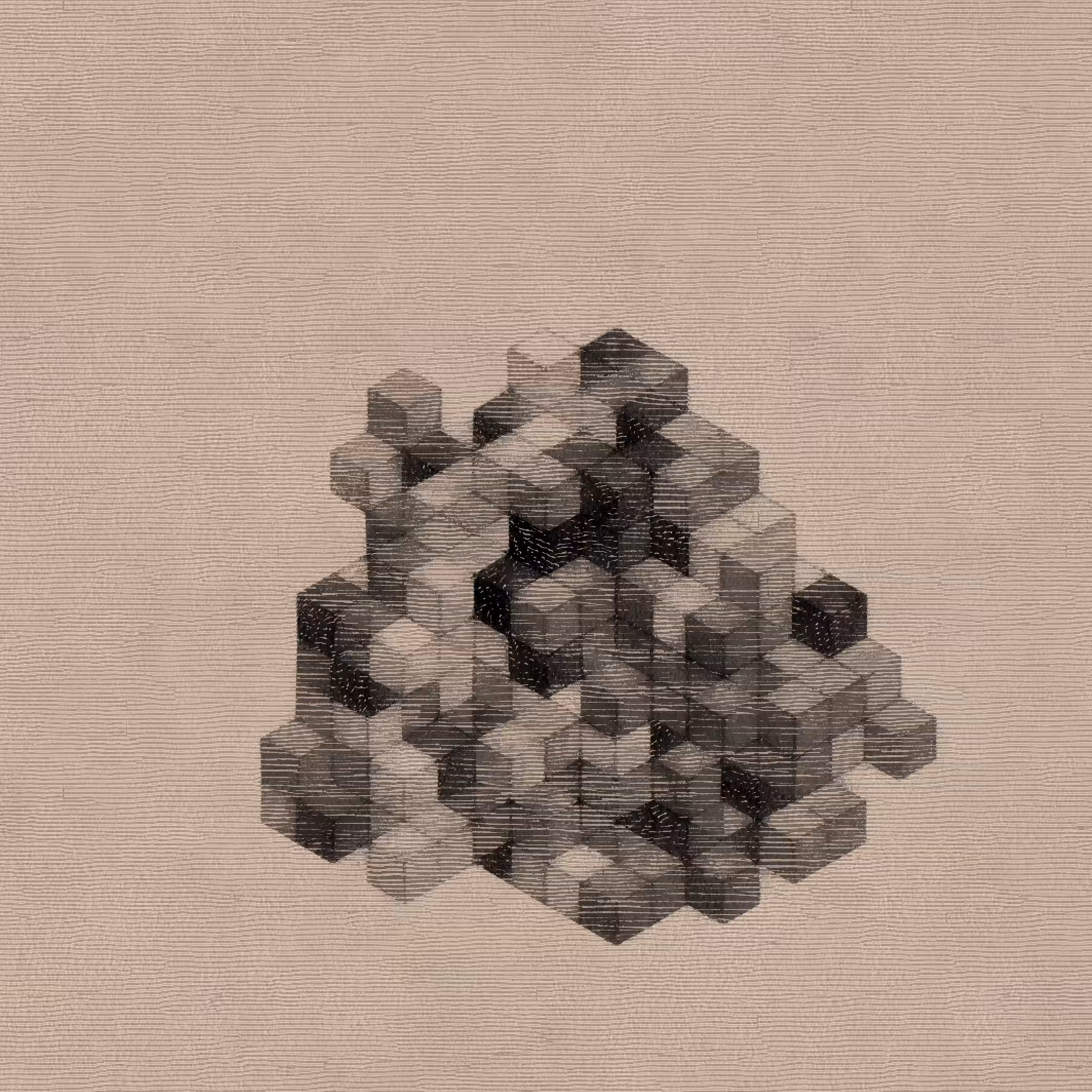 Etched Isometric Wooden Cubes #4