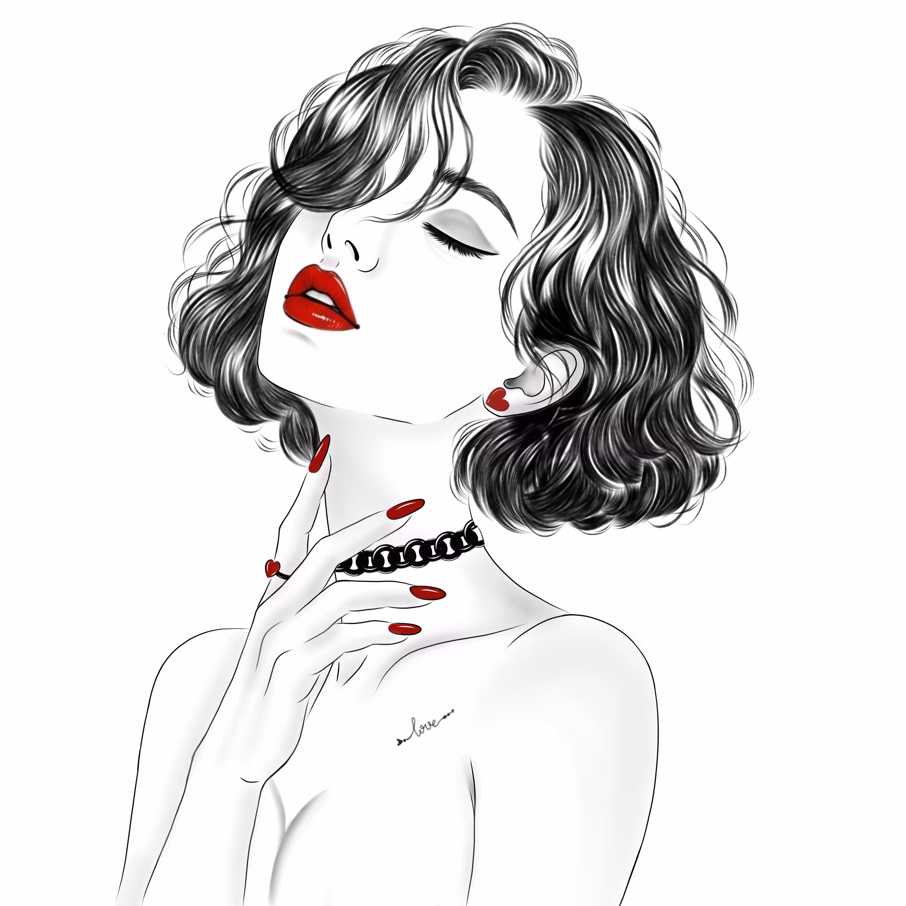 Beauty of woman: A Poem of Shadow and Red 