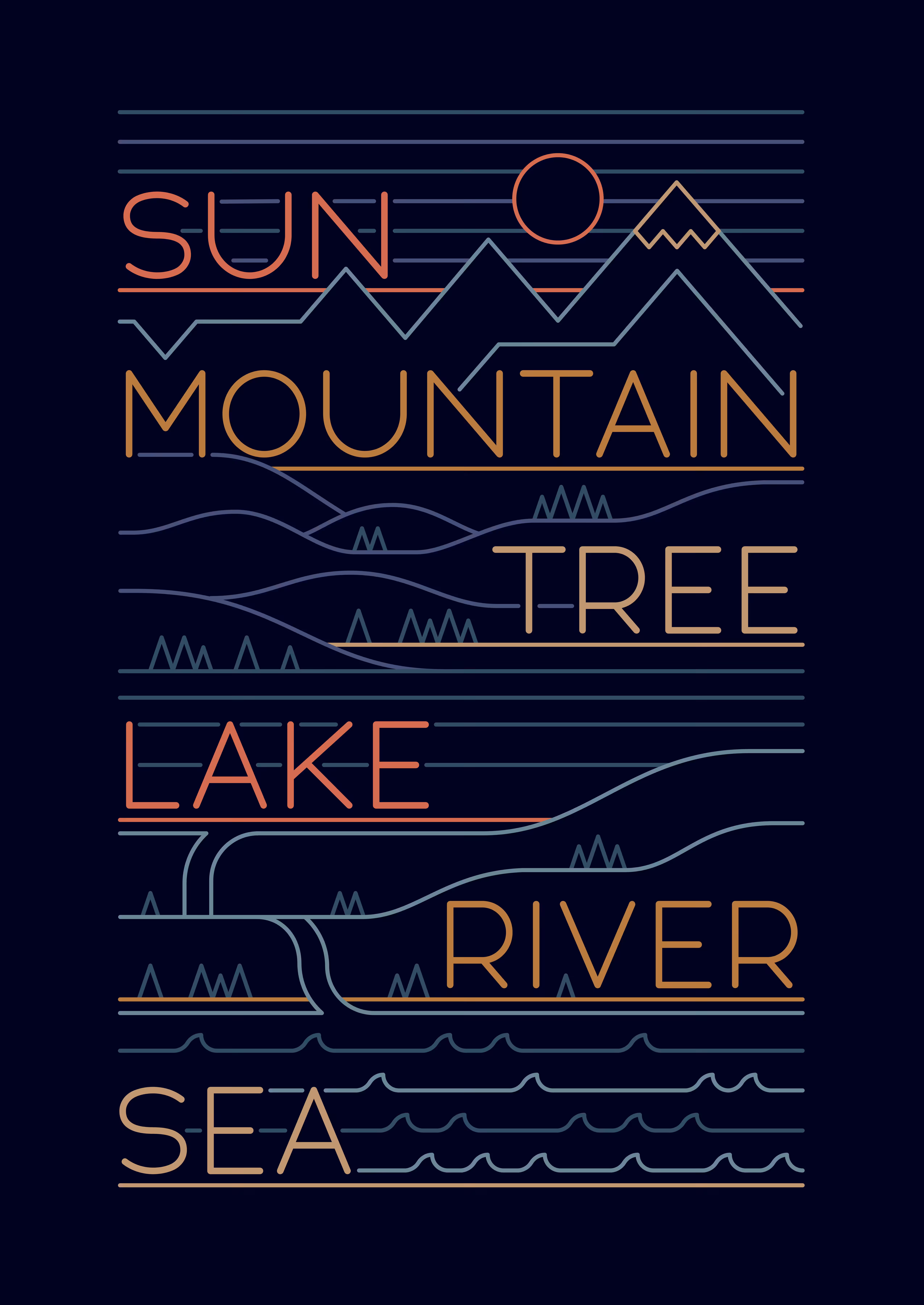 Sun, Mountain, Tree