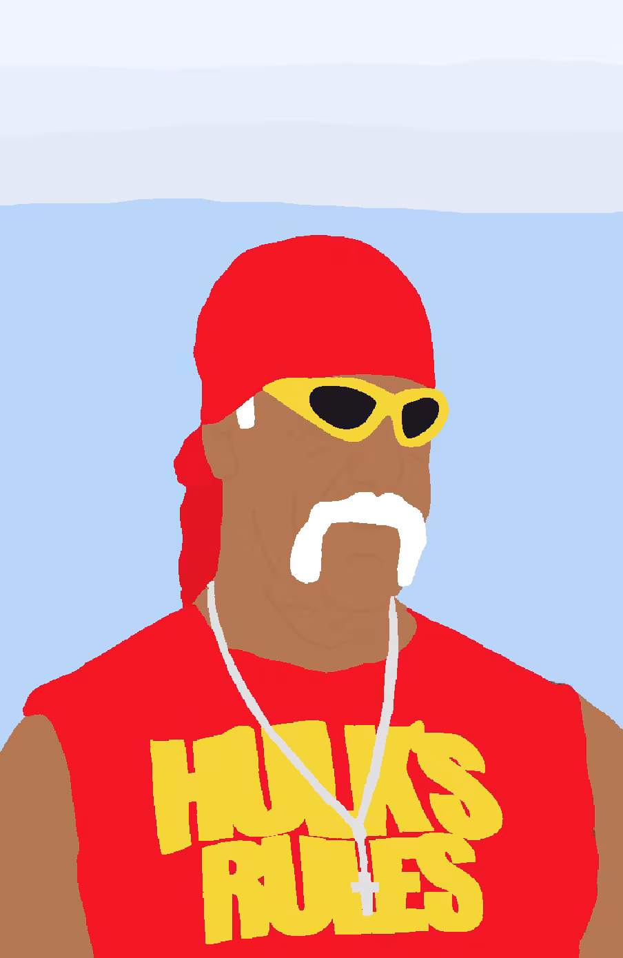 "Portrait of Hulk Hogan, doing catharsis..."