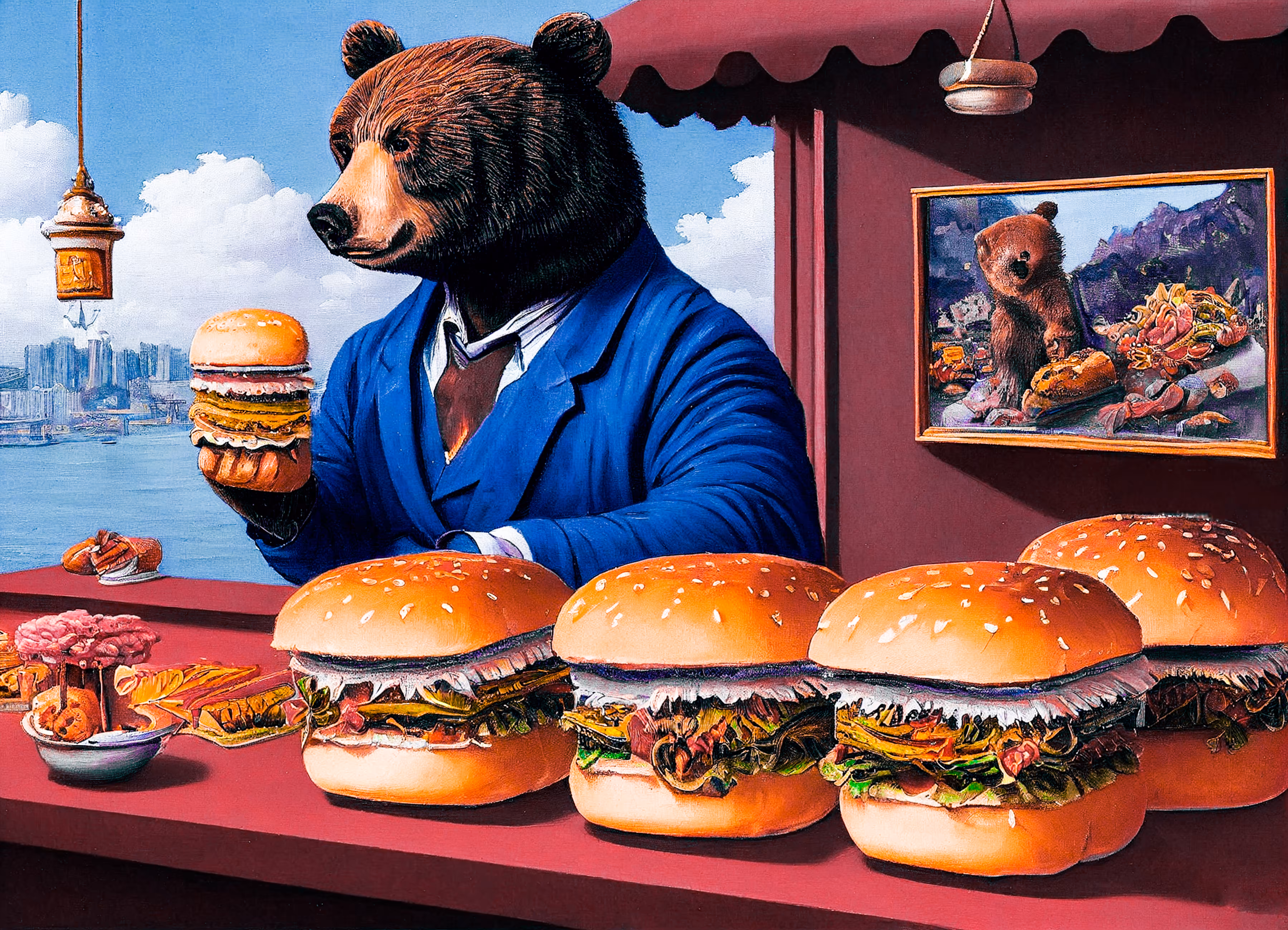 Bear, Market, Burger 