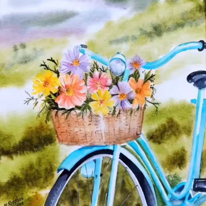A bicycle ride with flowers