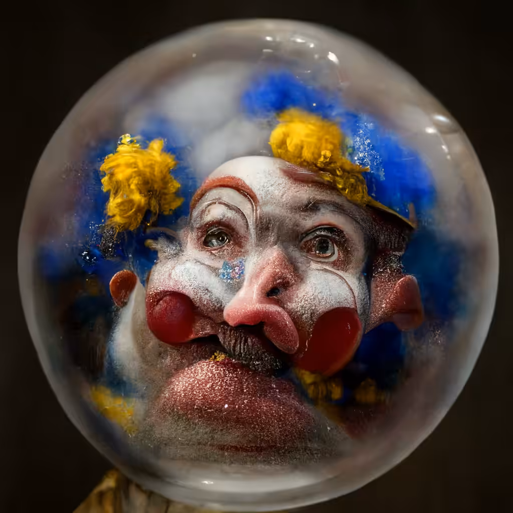 do bots dream of latent spaces : A clown is hunting a bubble inside a porcelain opera house V7