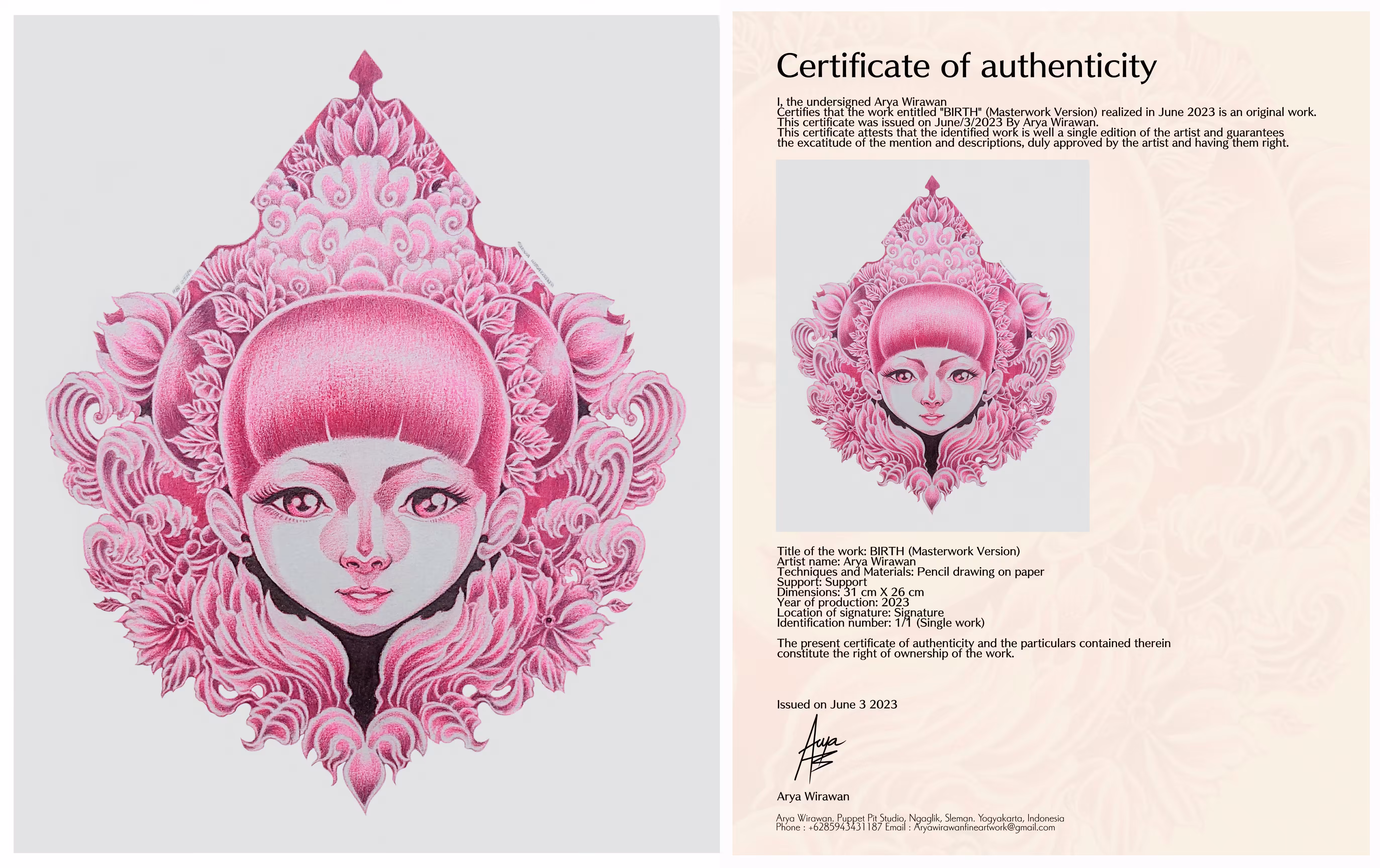 Birth (Masterwork version) Certificate Of Autheticity