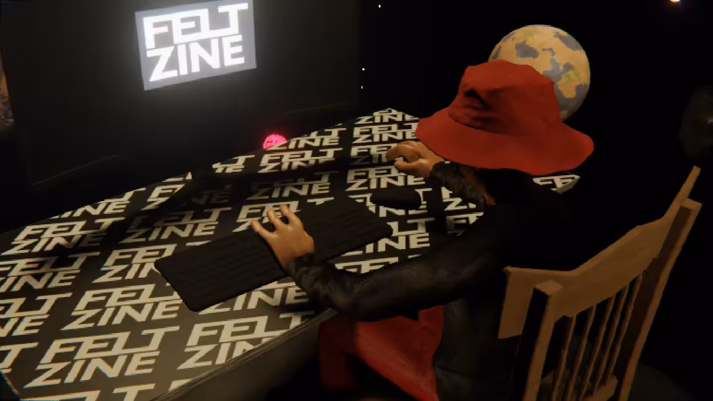 Desktop #53: The Hypebeast in the French Wood Chair With a Hanging Light and a Old School Monitor on a Felt Zine Table in Space