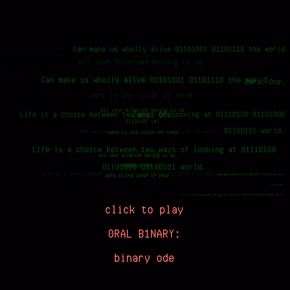 0RAL B1NARY: “BINARY ODE” #130