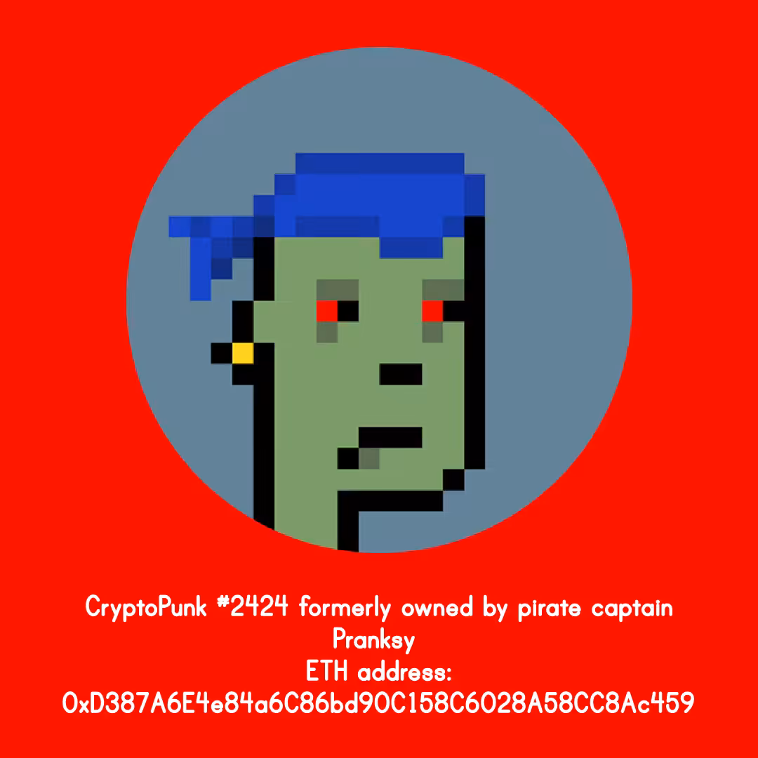 Pirate zombie CryptoPunk #2424 proof of prior ownership