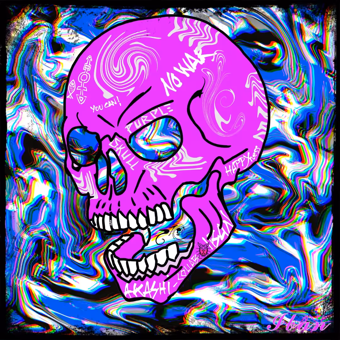 Pink scary SKULL by Iban in collab with Akashi