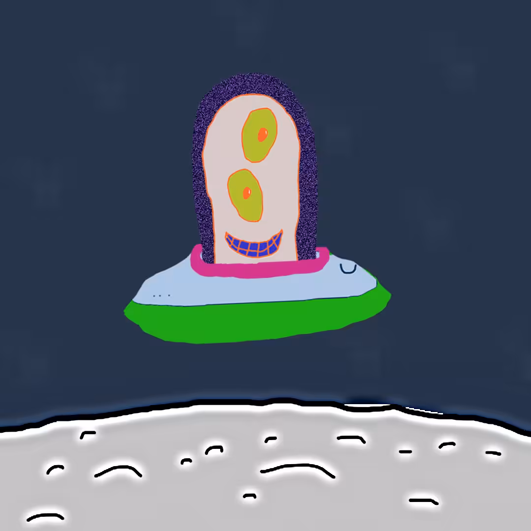 an Alien is visiting the moon