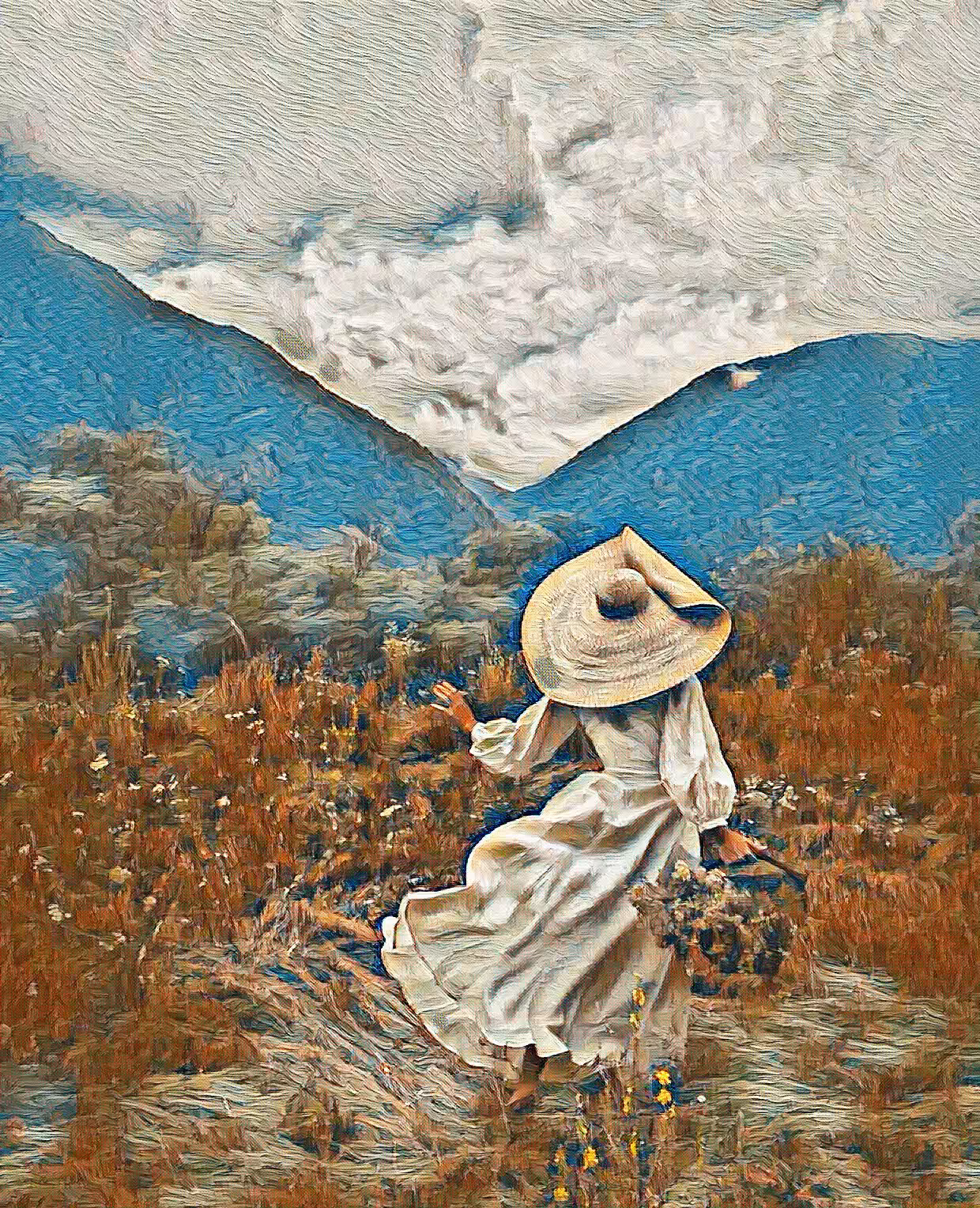 Lady in white dress