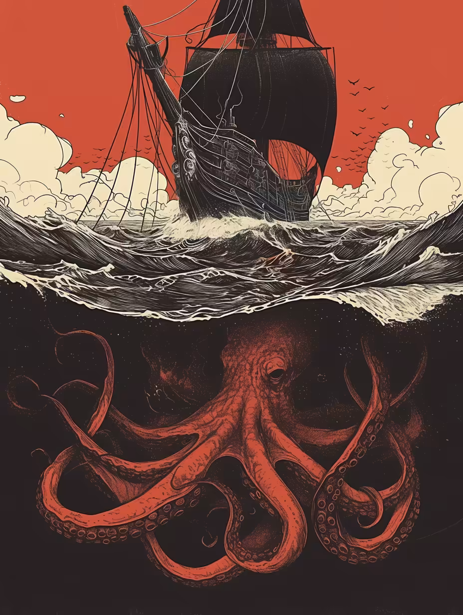 Red Octopus Monster