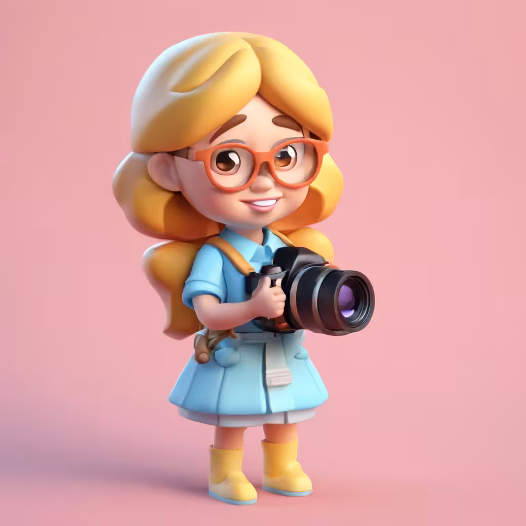 Adorable Photographer Girl Isometric Emoji