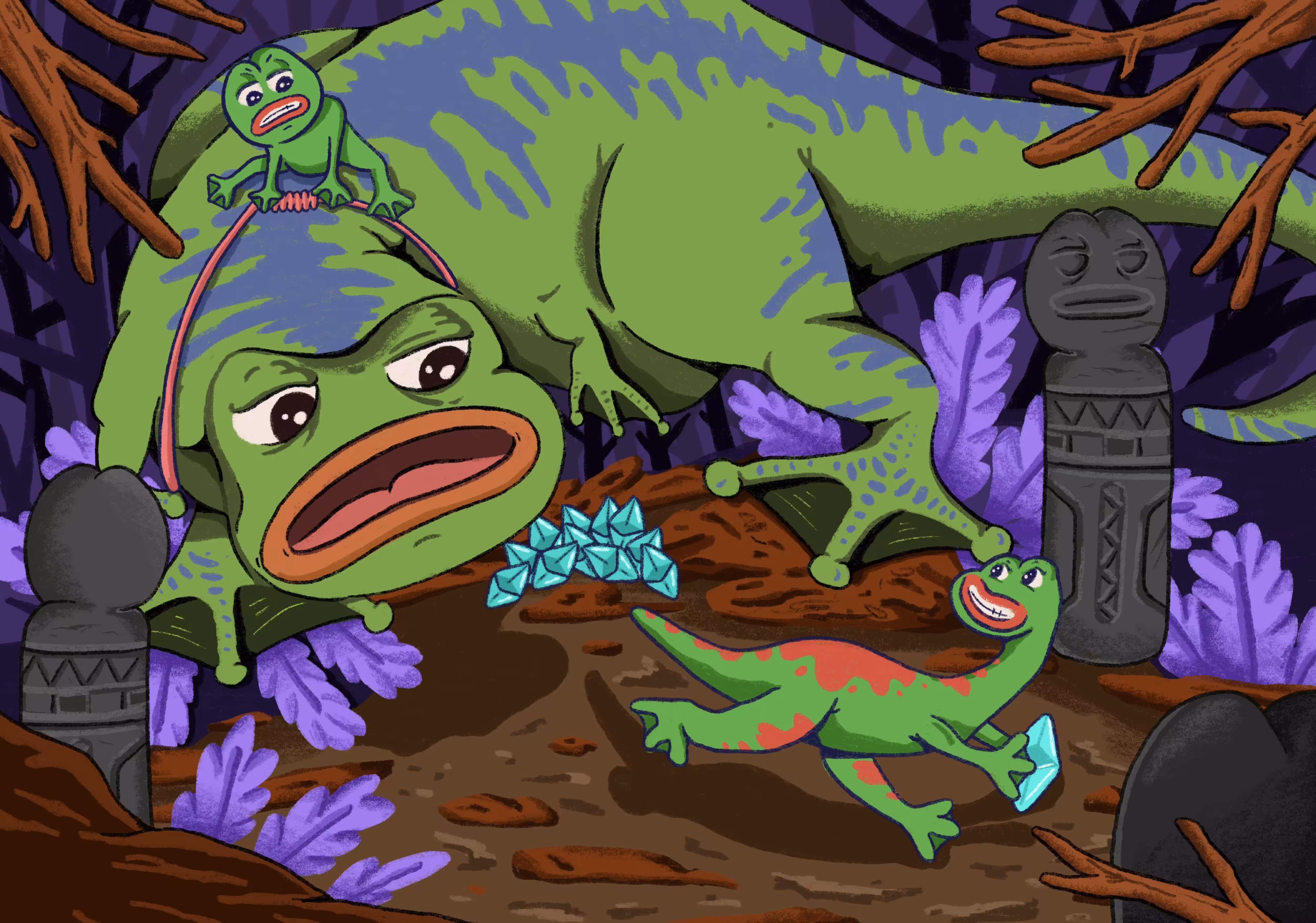 Pepesaurus and his treasures