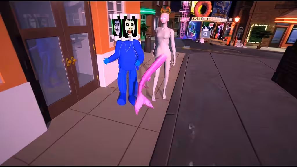 “Two Walkers and a Pink Tail"