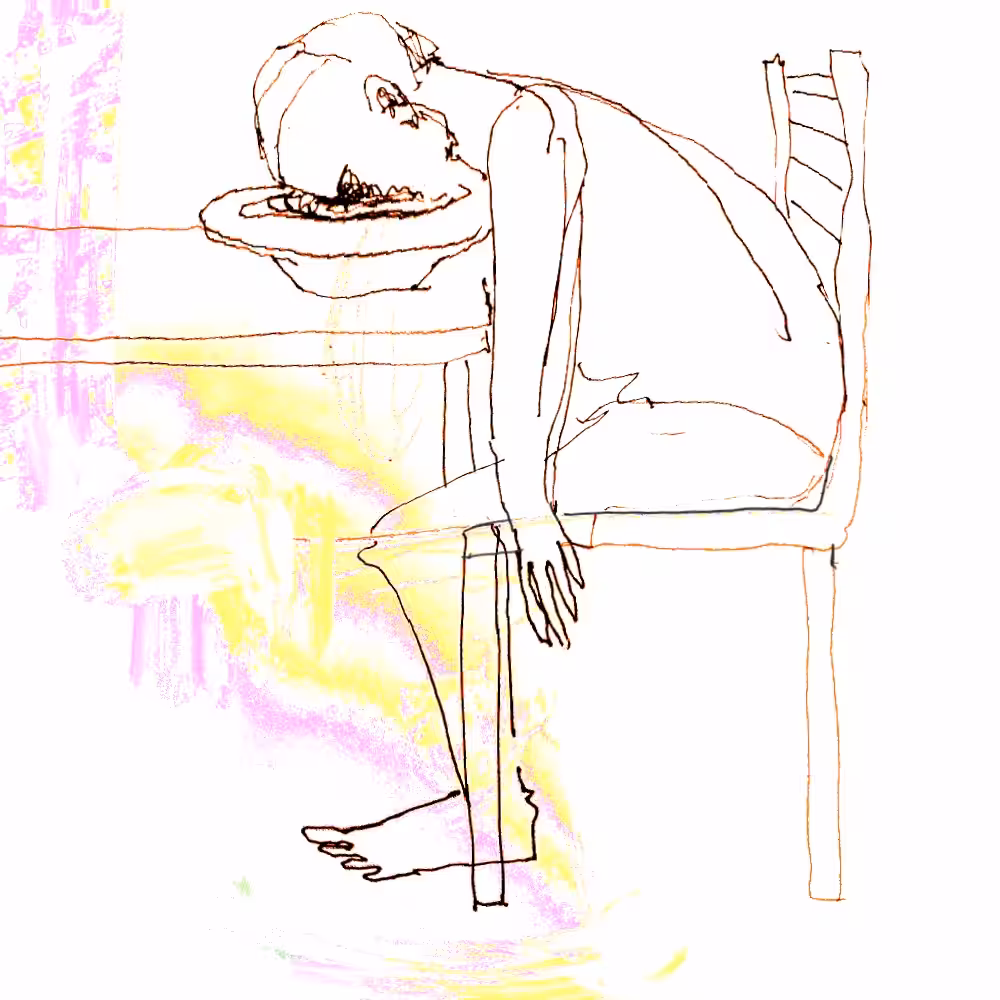 man eating