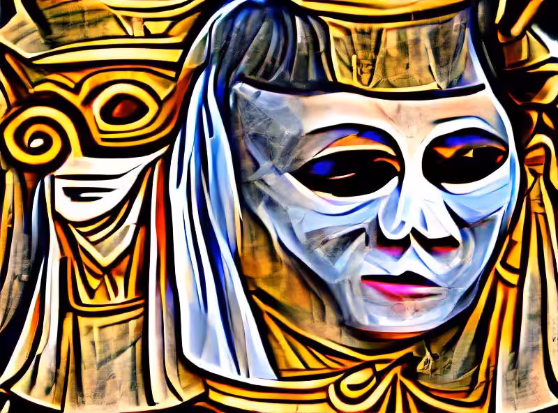Abraham's First Works: the priest of Demeter Kidaria wearing her mask during the ceremony