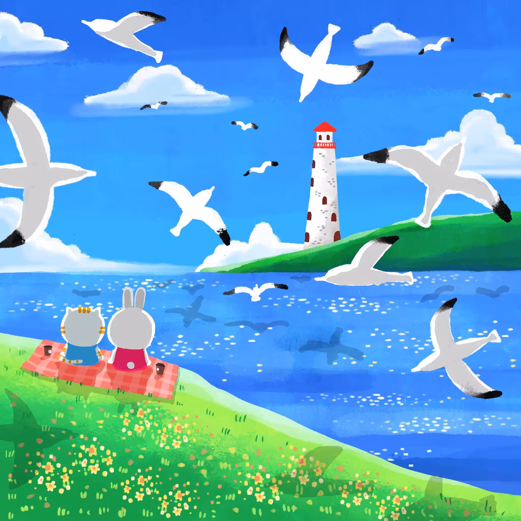 🐱🐰By the sea