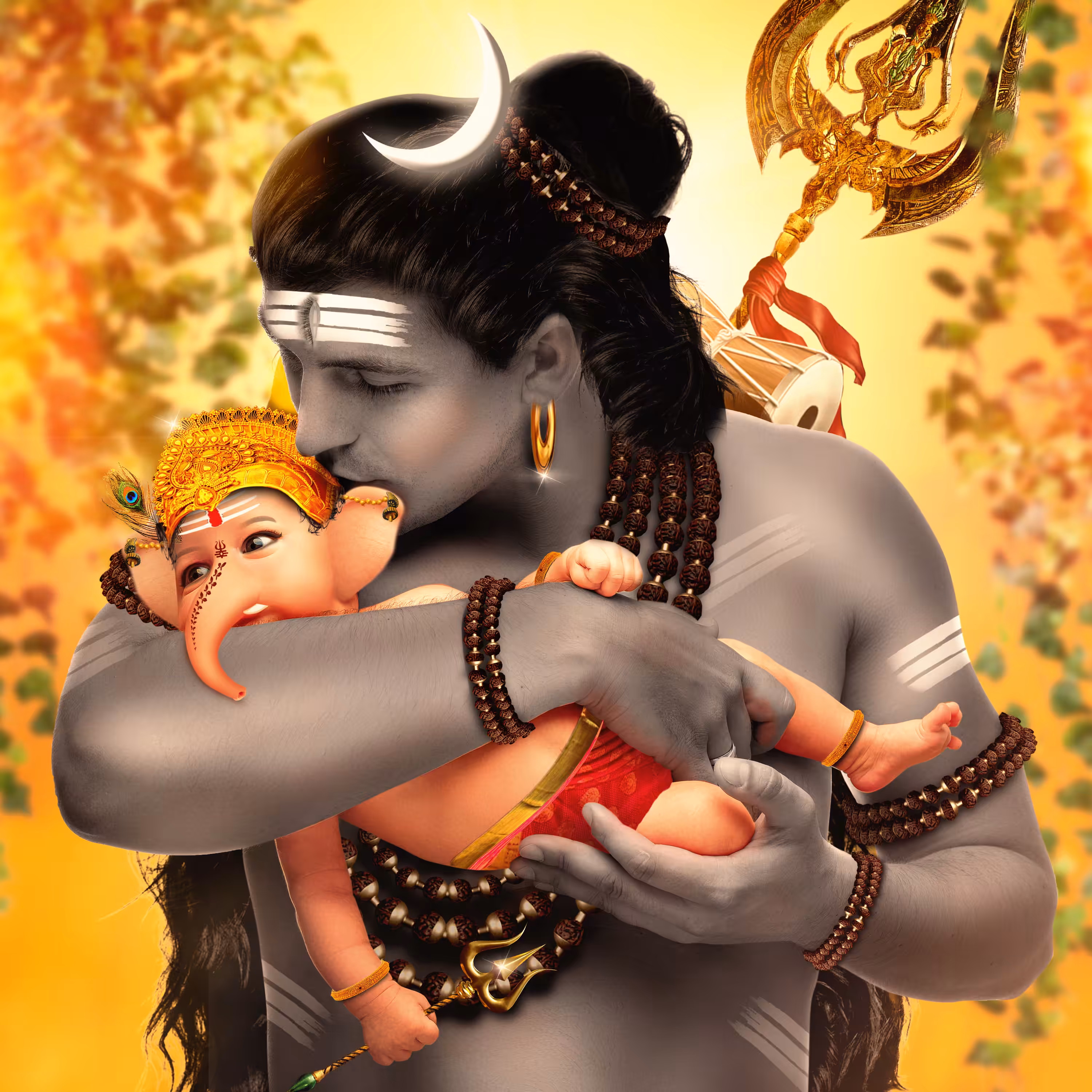 Lord Shiva & Lord baby Ganesha