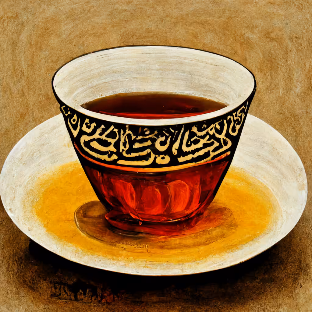 a cup of شاي