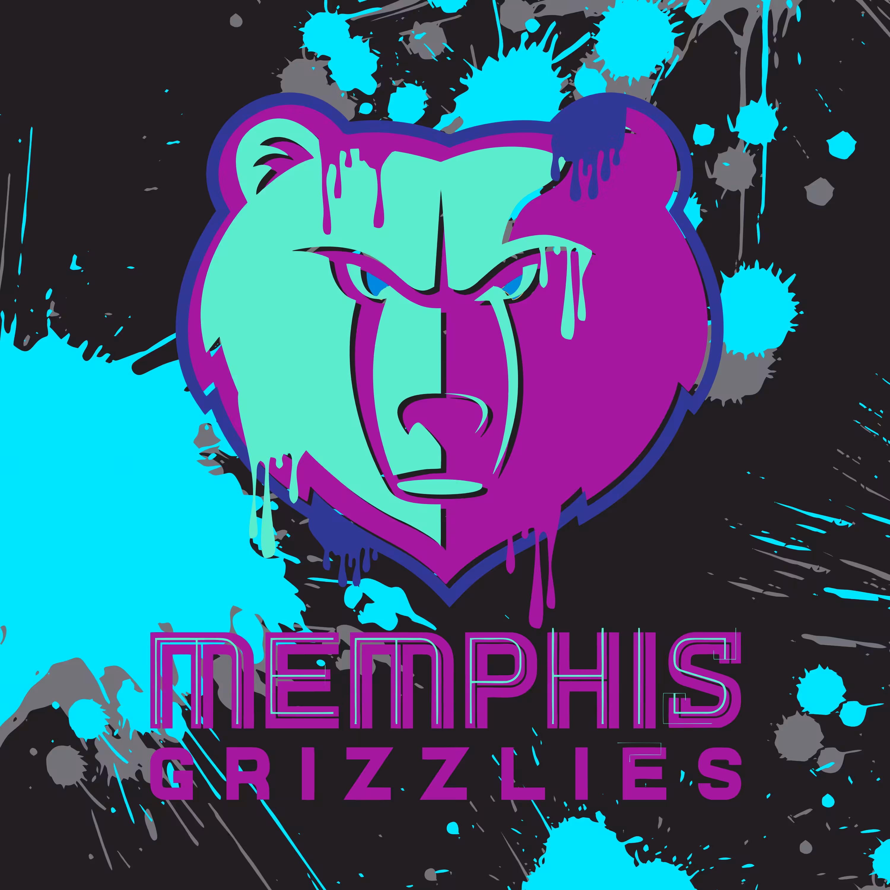Memphis Grizzlies Logo Graffiti - Night