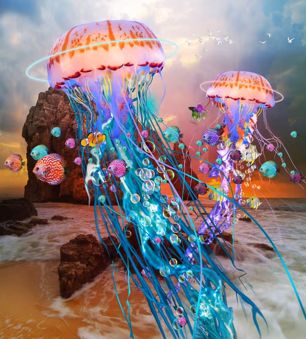 Electric Bubble Jellyfish Migration