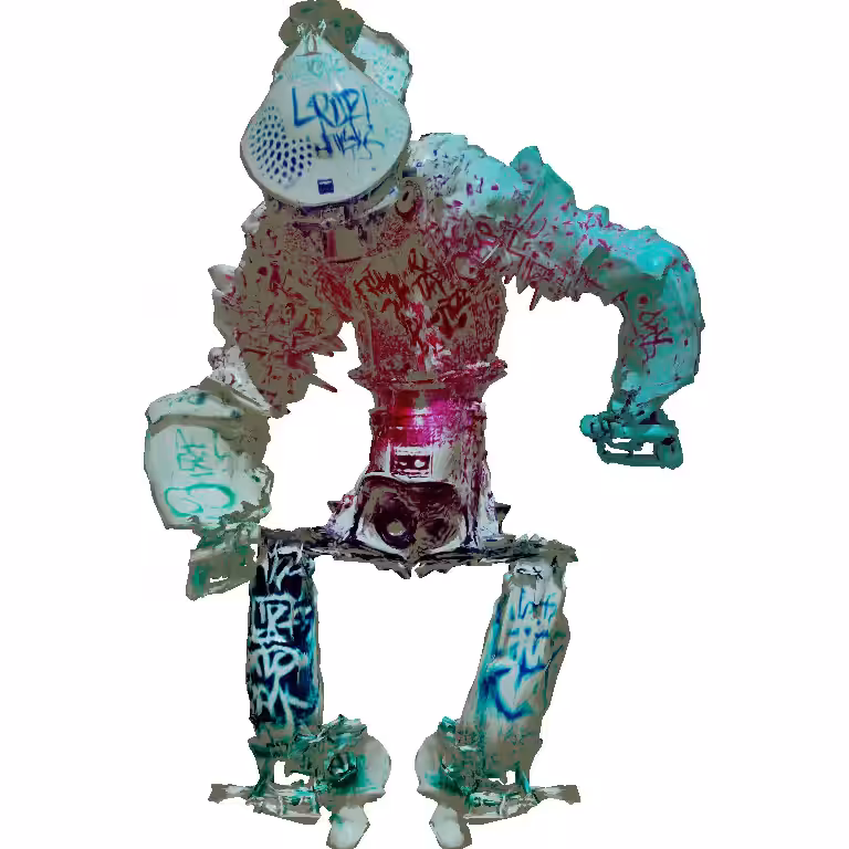 Robot Artist Spraying Hip Hop Graffiti