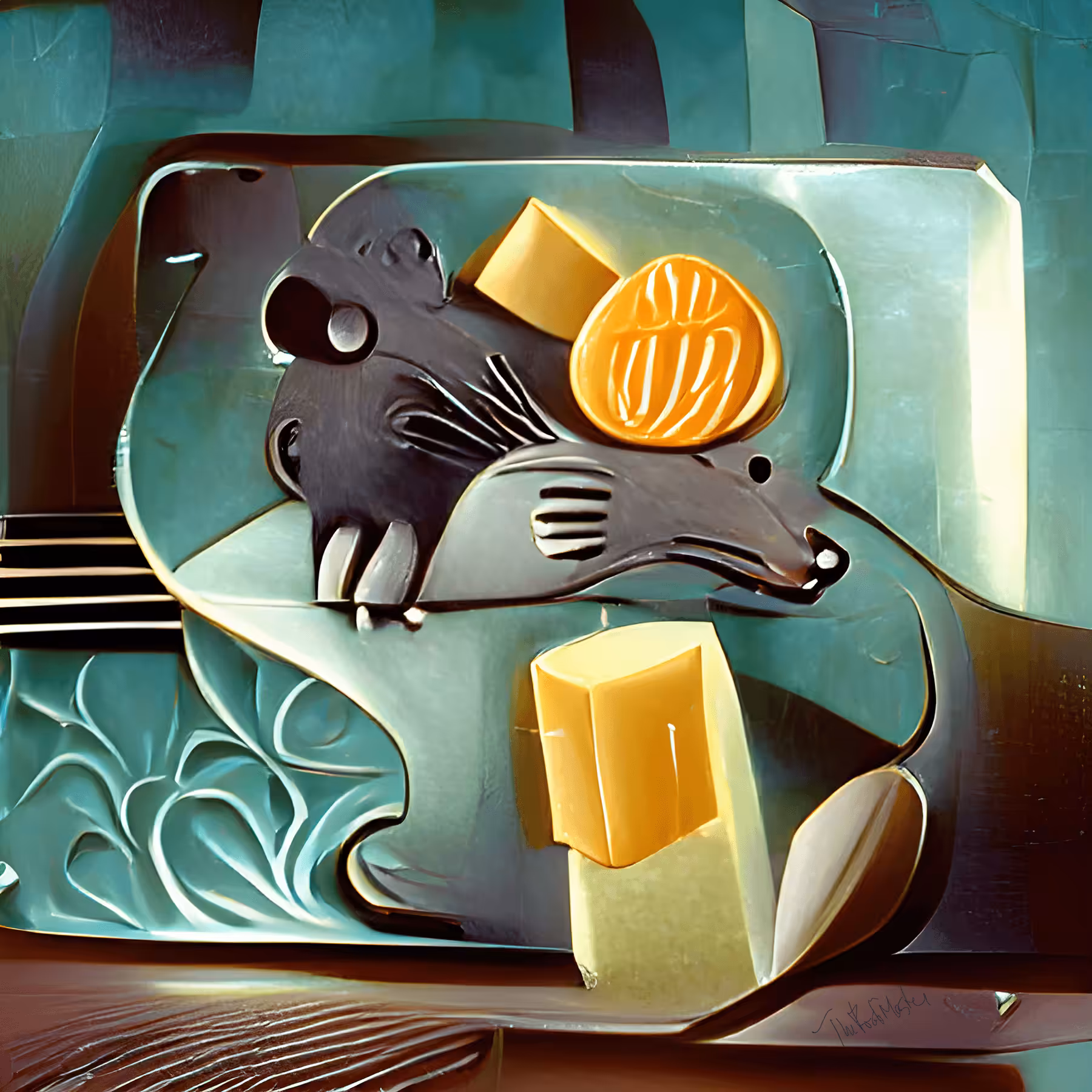 Abstract rat with cheese