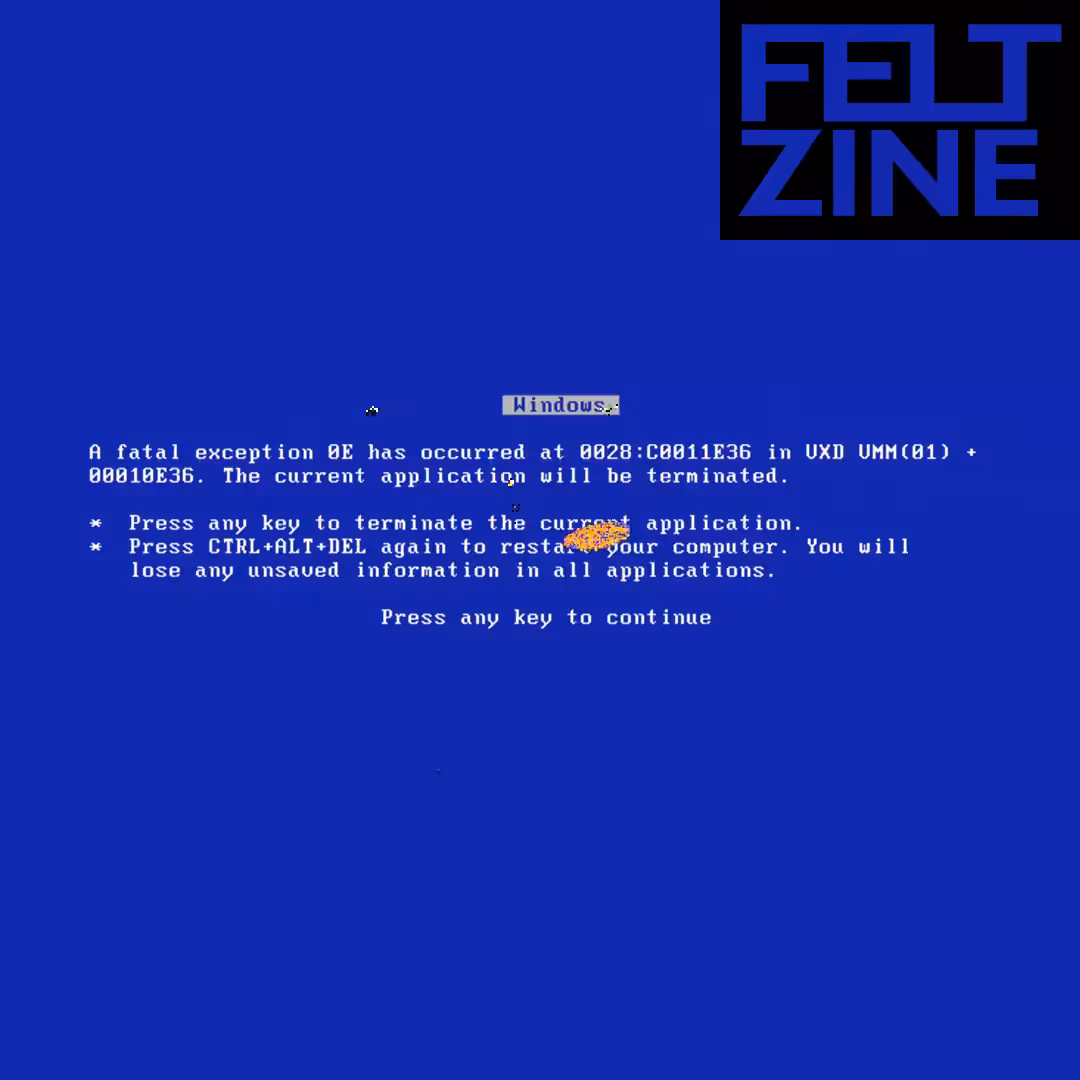 Canvas by Felt Zine: Canvas #404: blue screen. — error. — flowers. — black box logo. — dreamscape