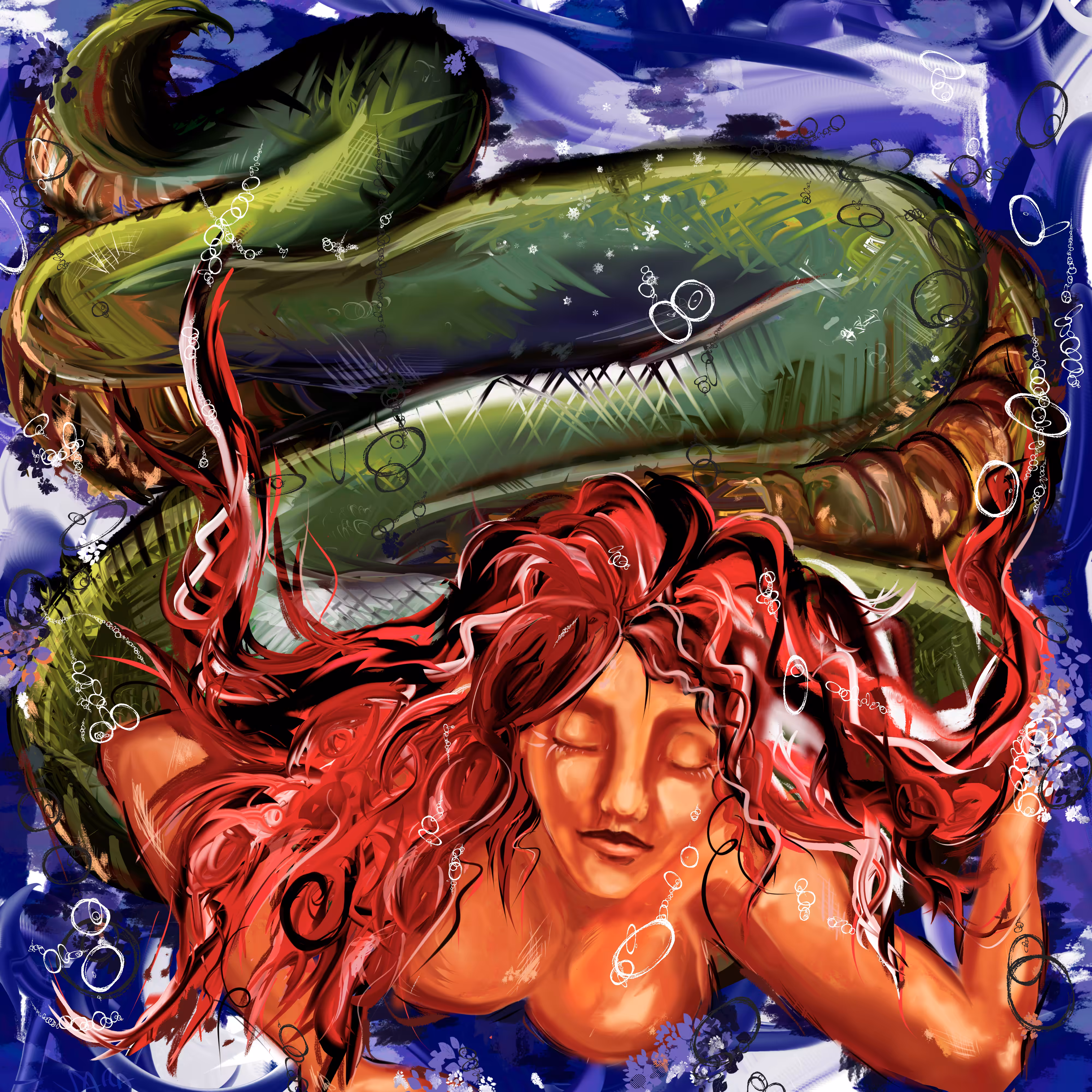 Lady Snake, under the water
