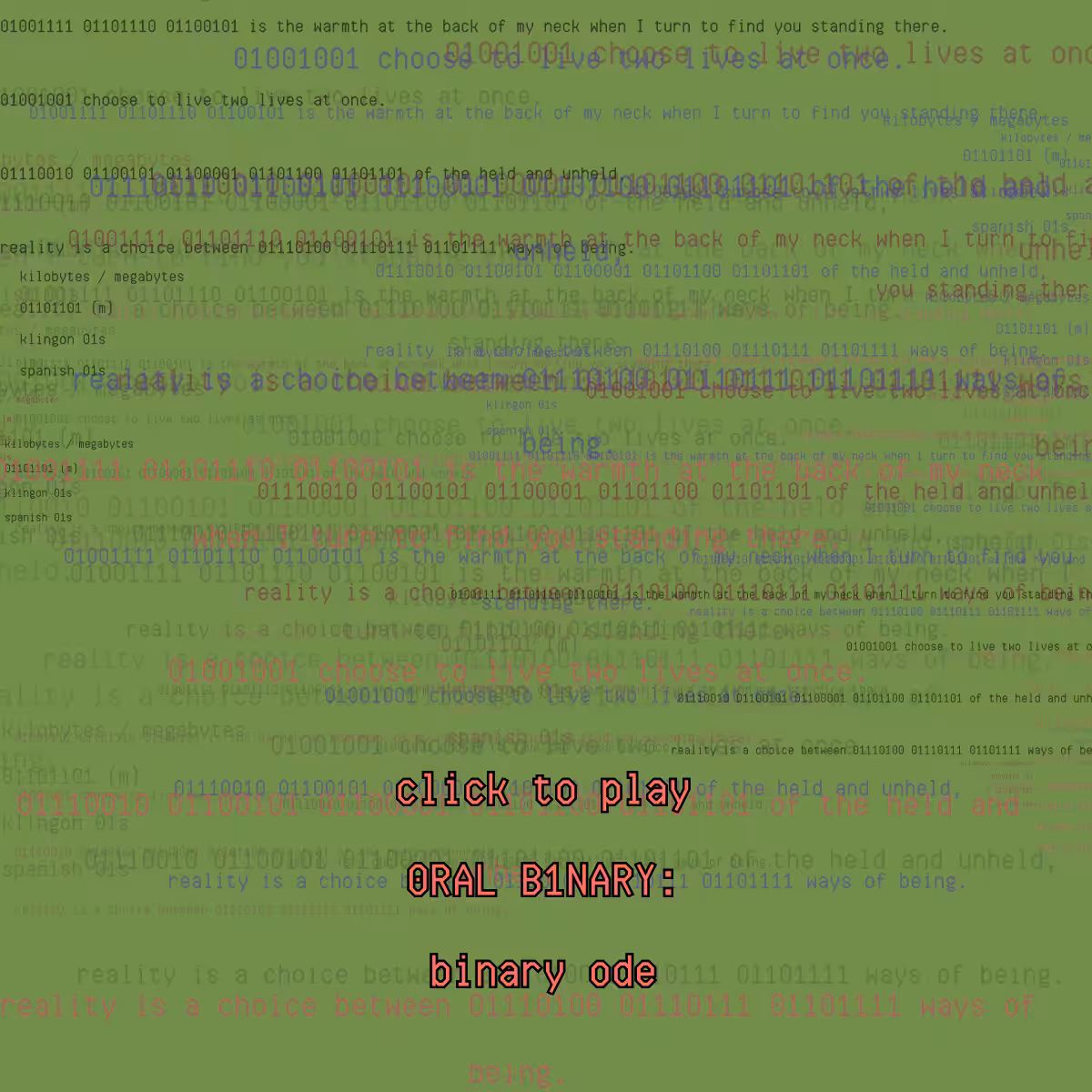 0RAL B1NARY: “BINARY ODE” #89