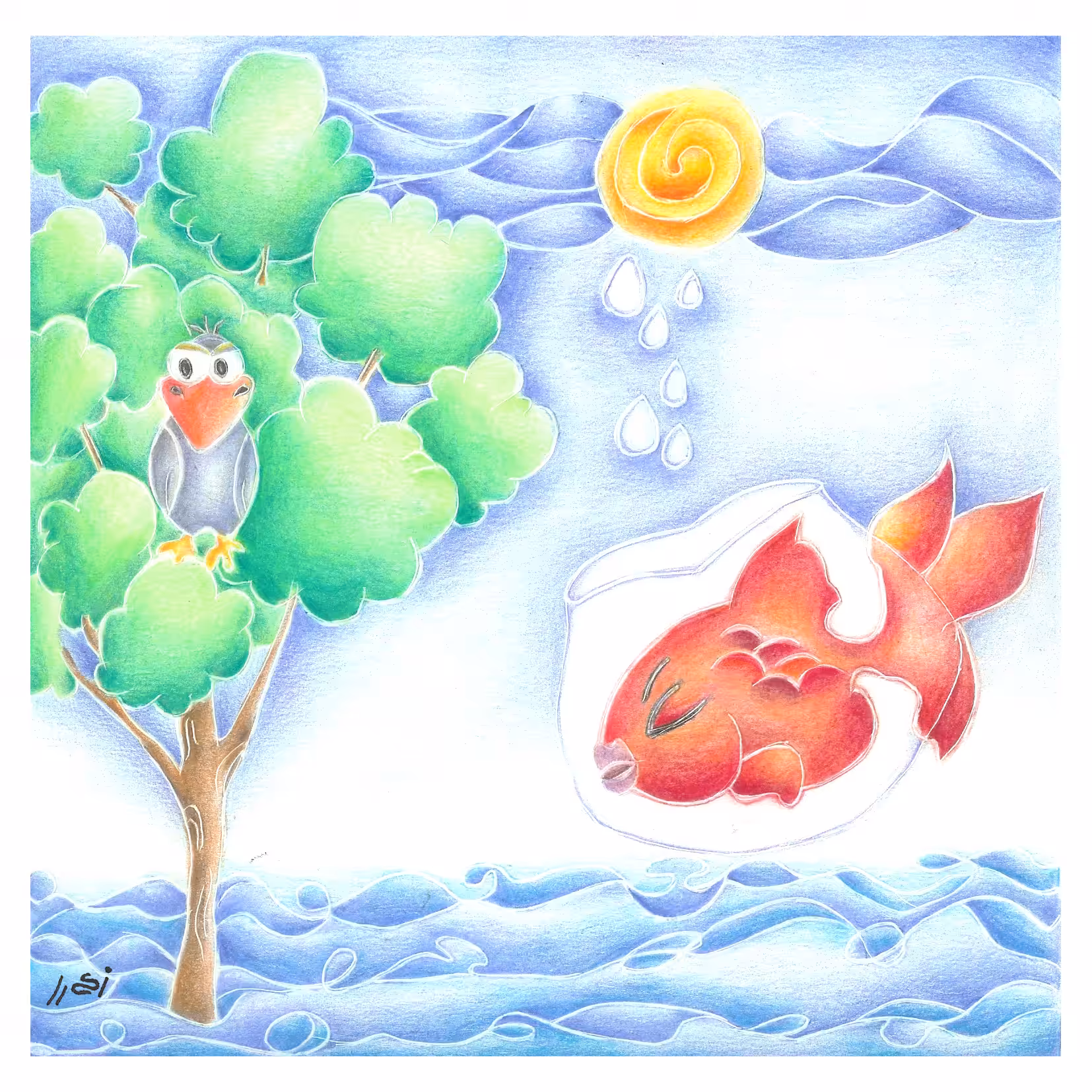 fish on small place