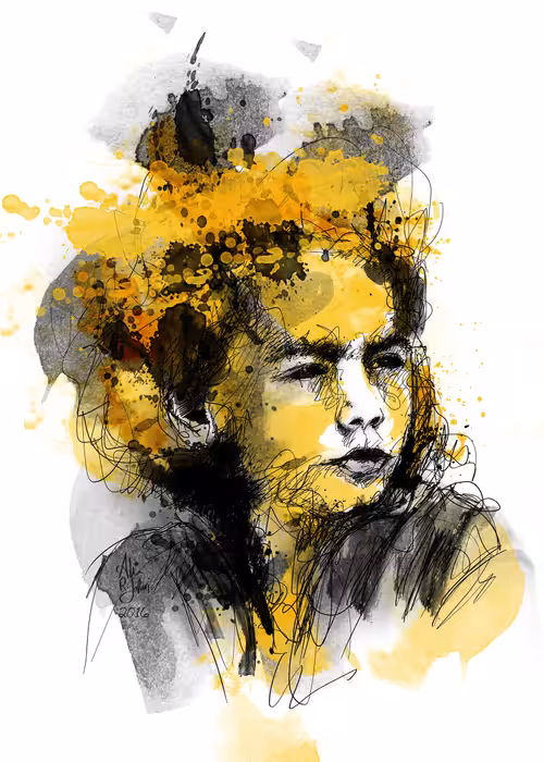 Portrait in the bustle of lines