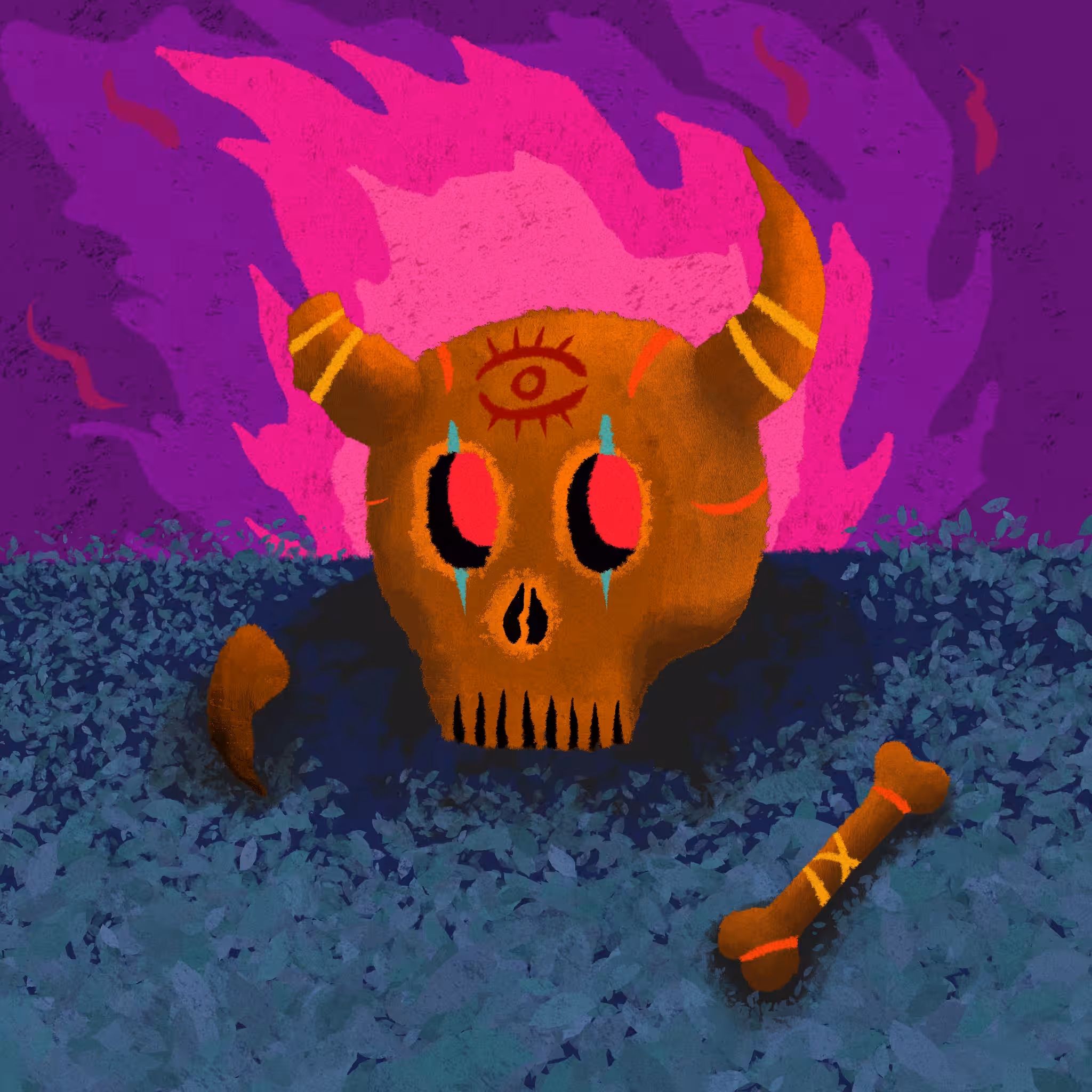 Through the fire and bones.