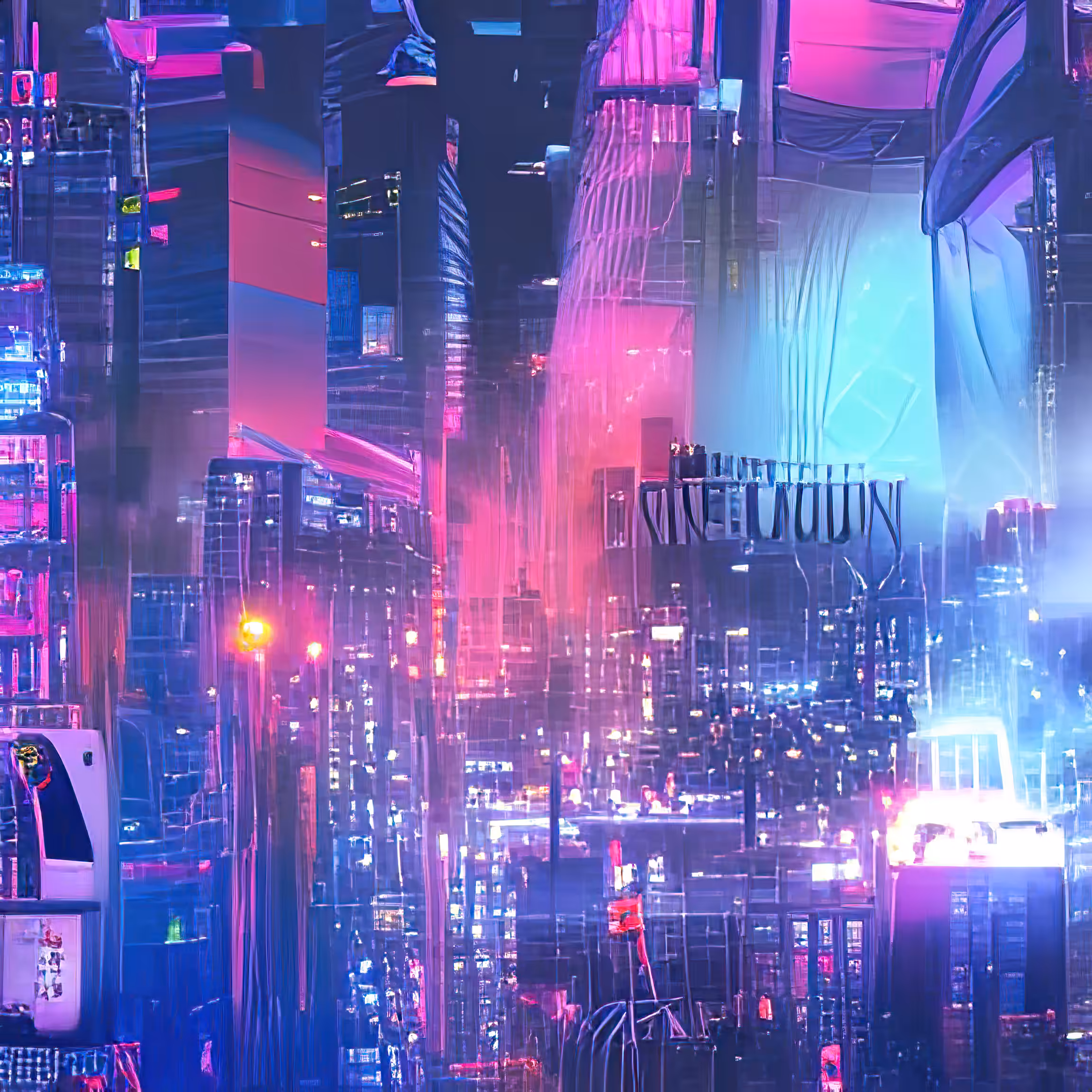 cyberpunk city panorama dawn 598794140
