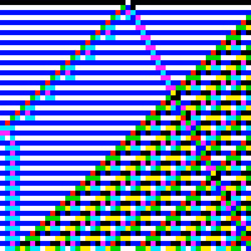 RGB Elementary Cellular Automaton #557