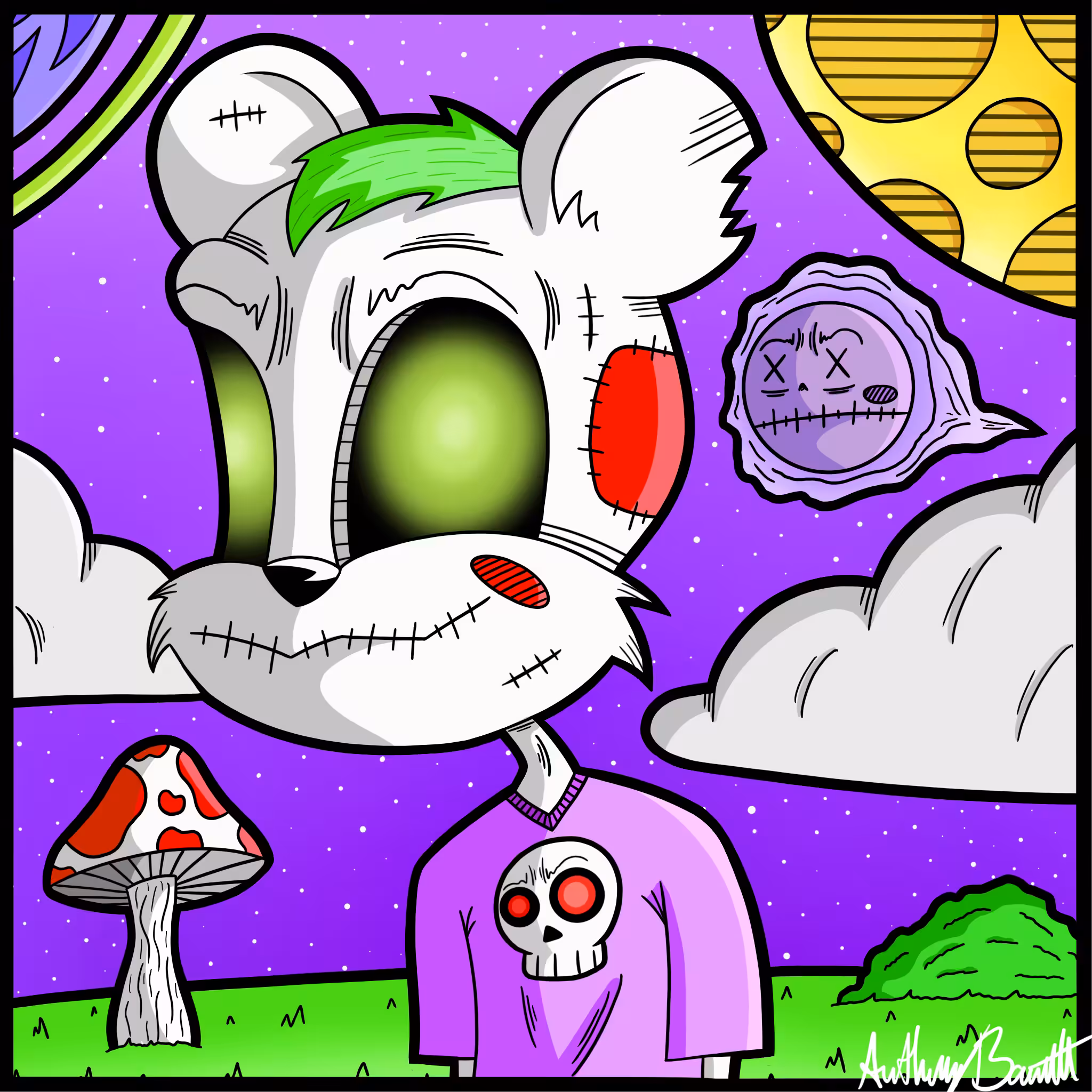 skeleton bear and ghost 