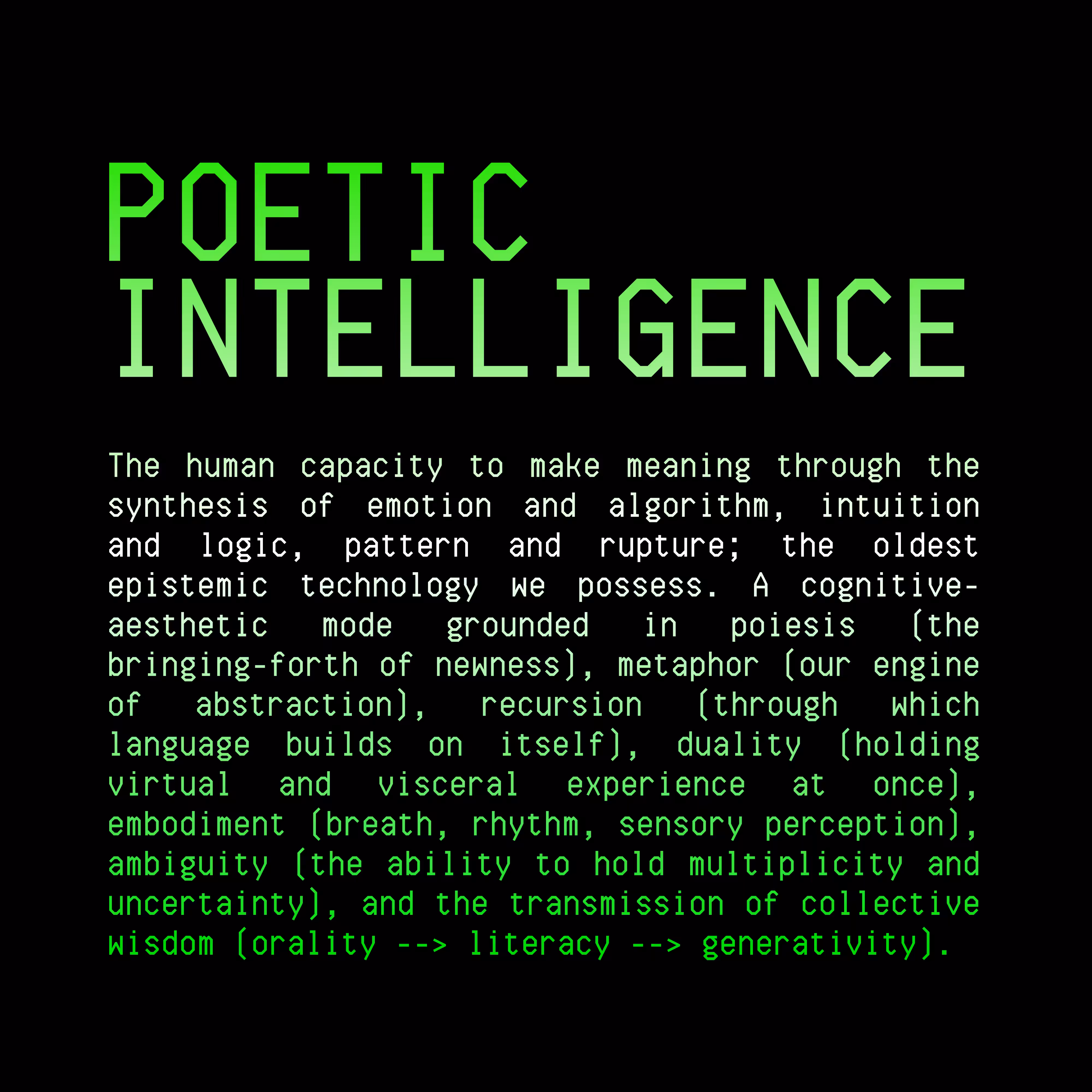 POETIC INTELLIGENCE
