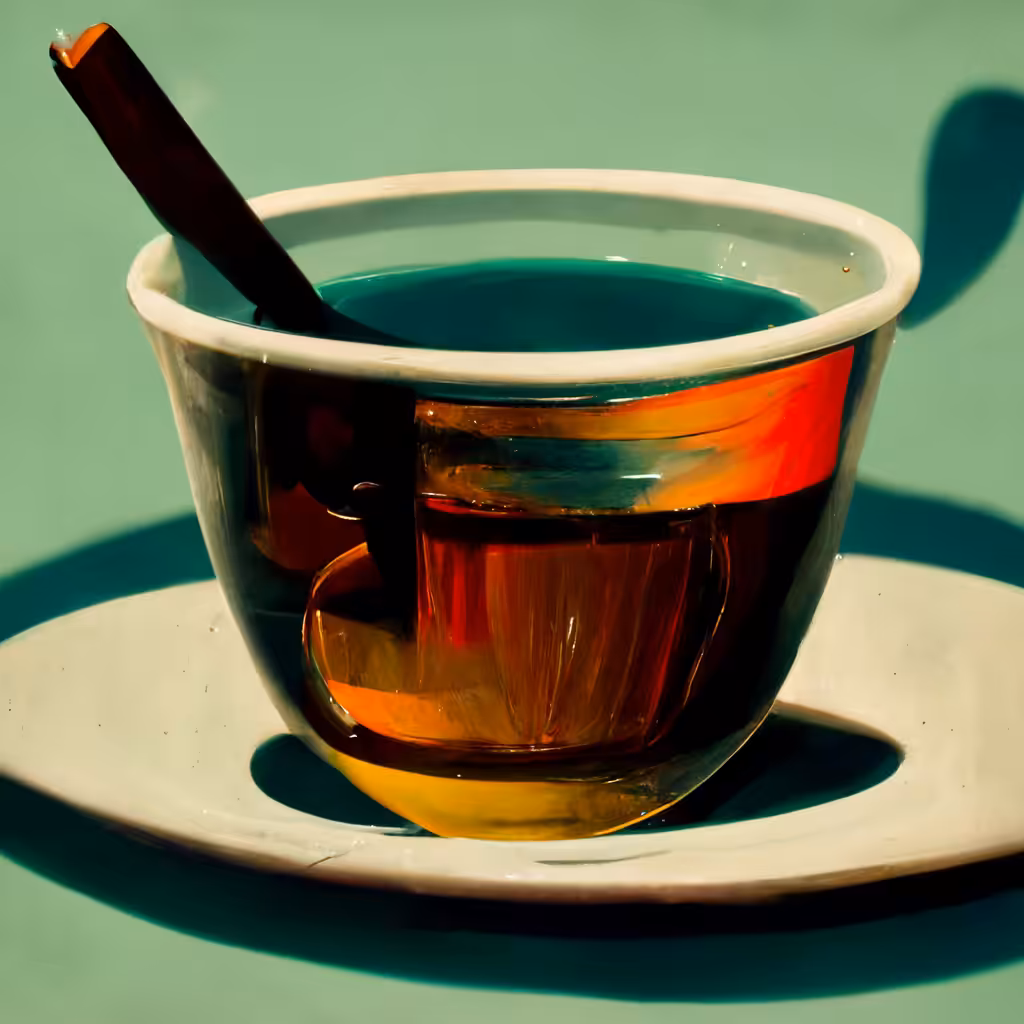 tea from a glass cup on a cuban terrace