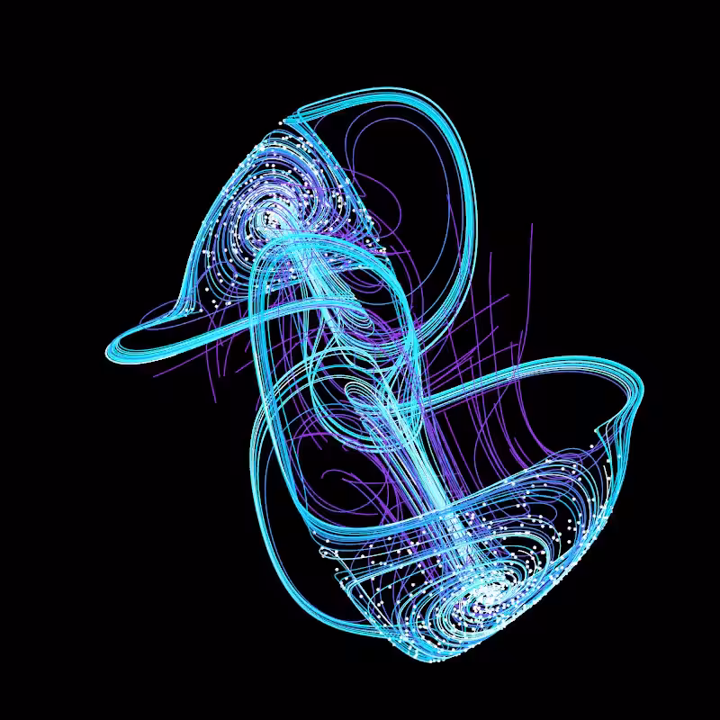 Thomas' cyclically symmetric attractor (b=0.2)