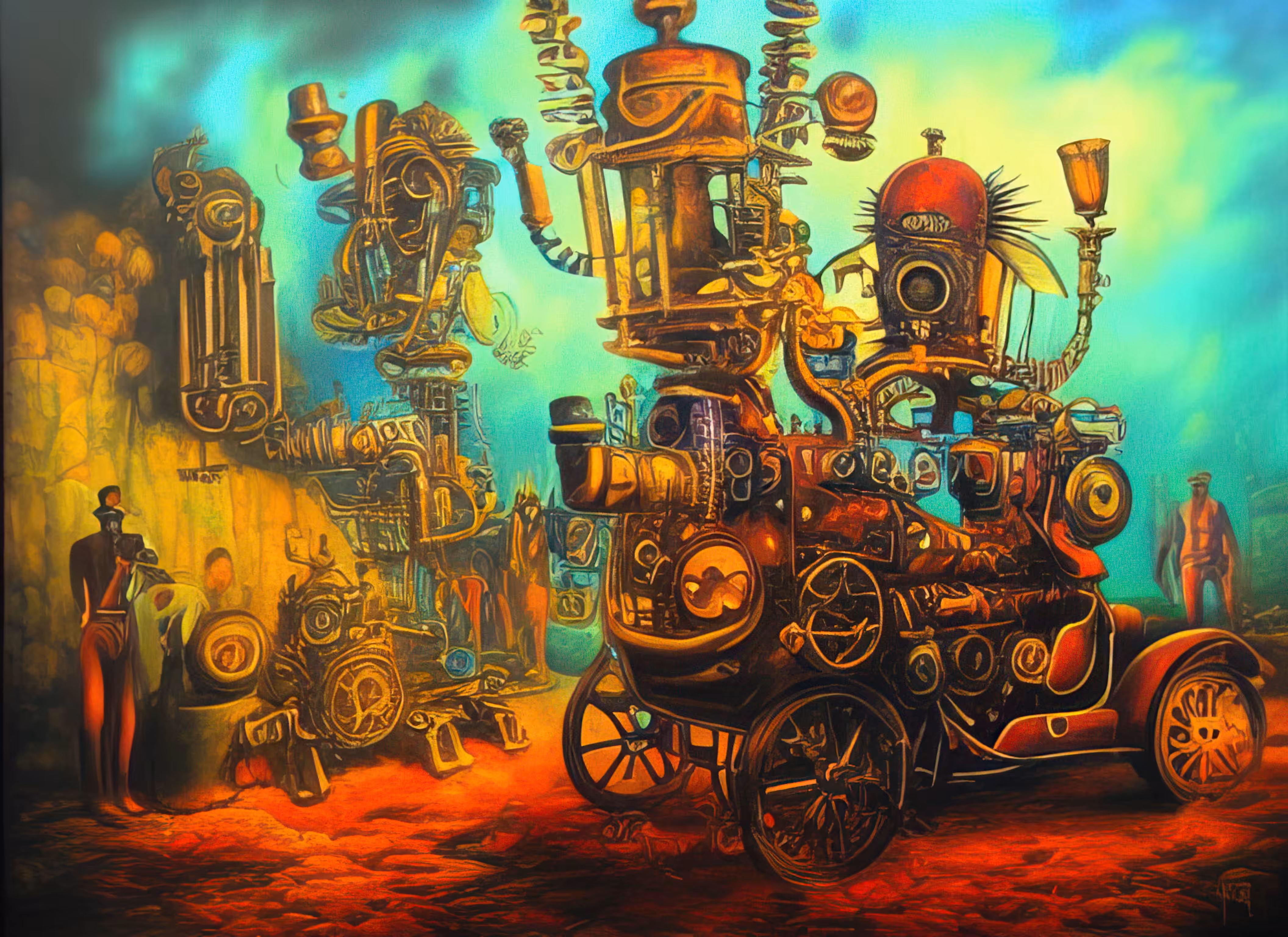 Metaversic Death Steampunk Caravan I -Steven Pinker