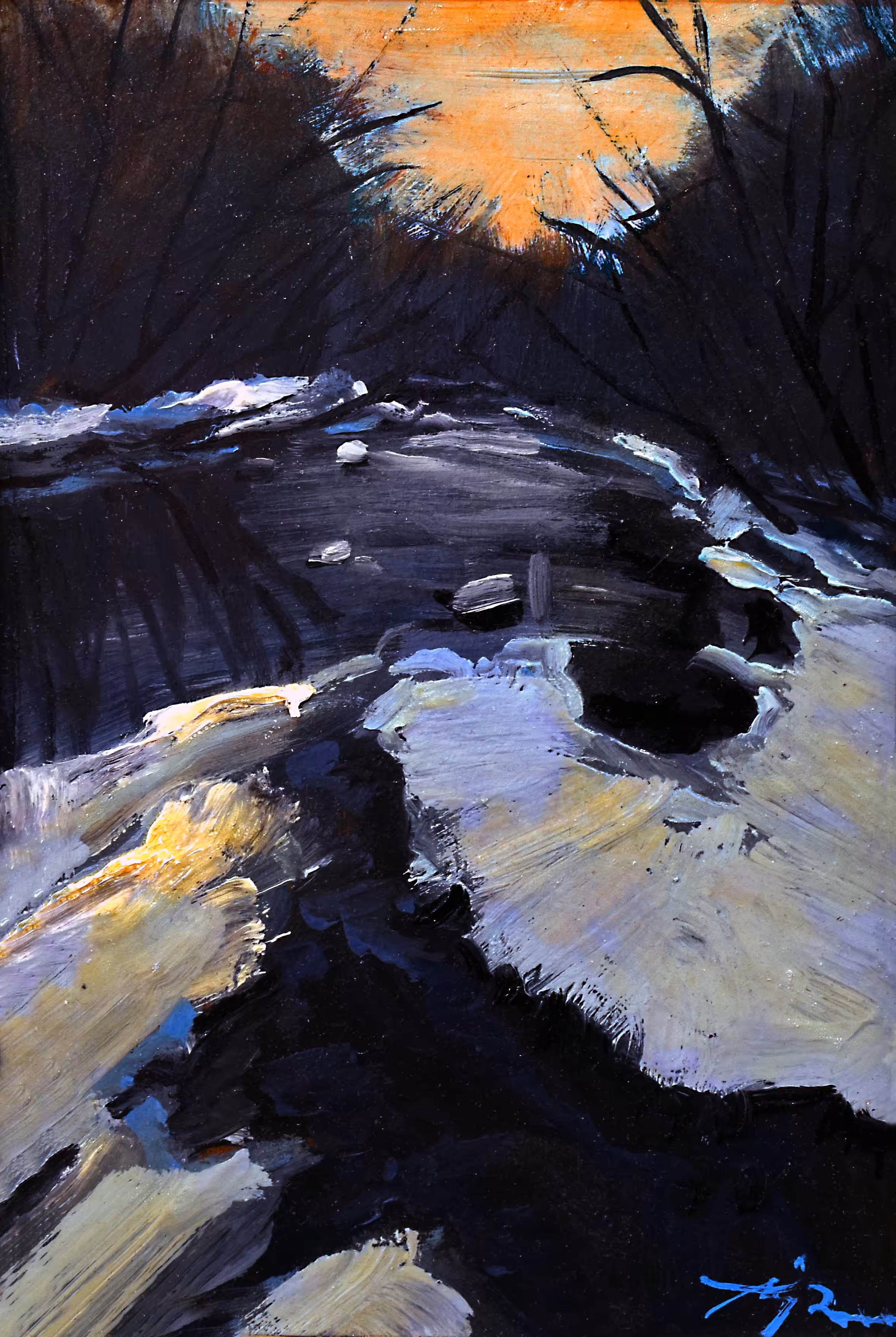 Frozen river and trees