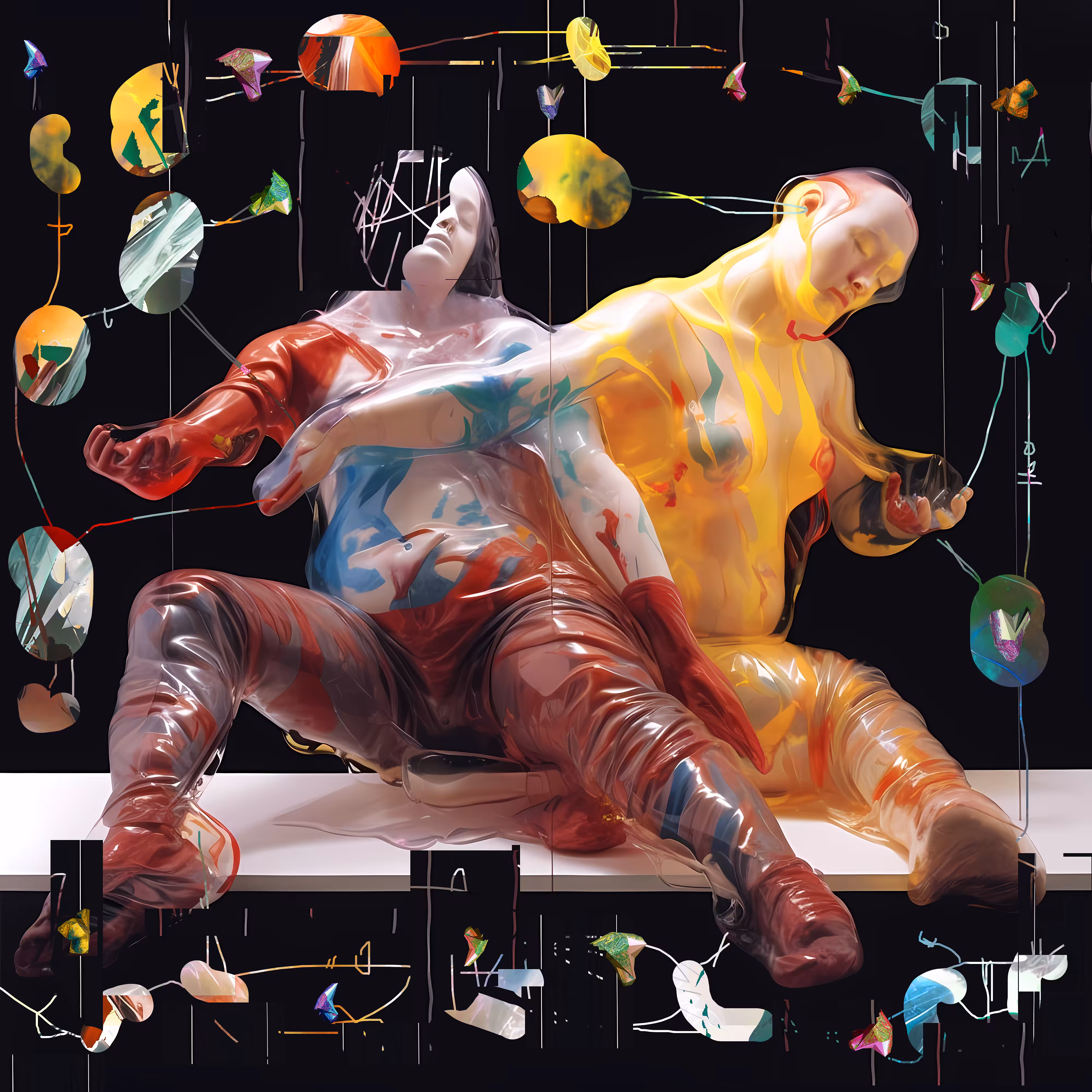 Synthetic couple sitting on board II