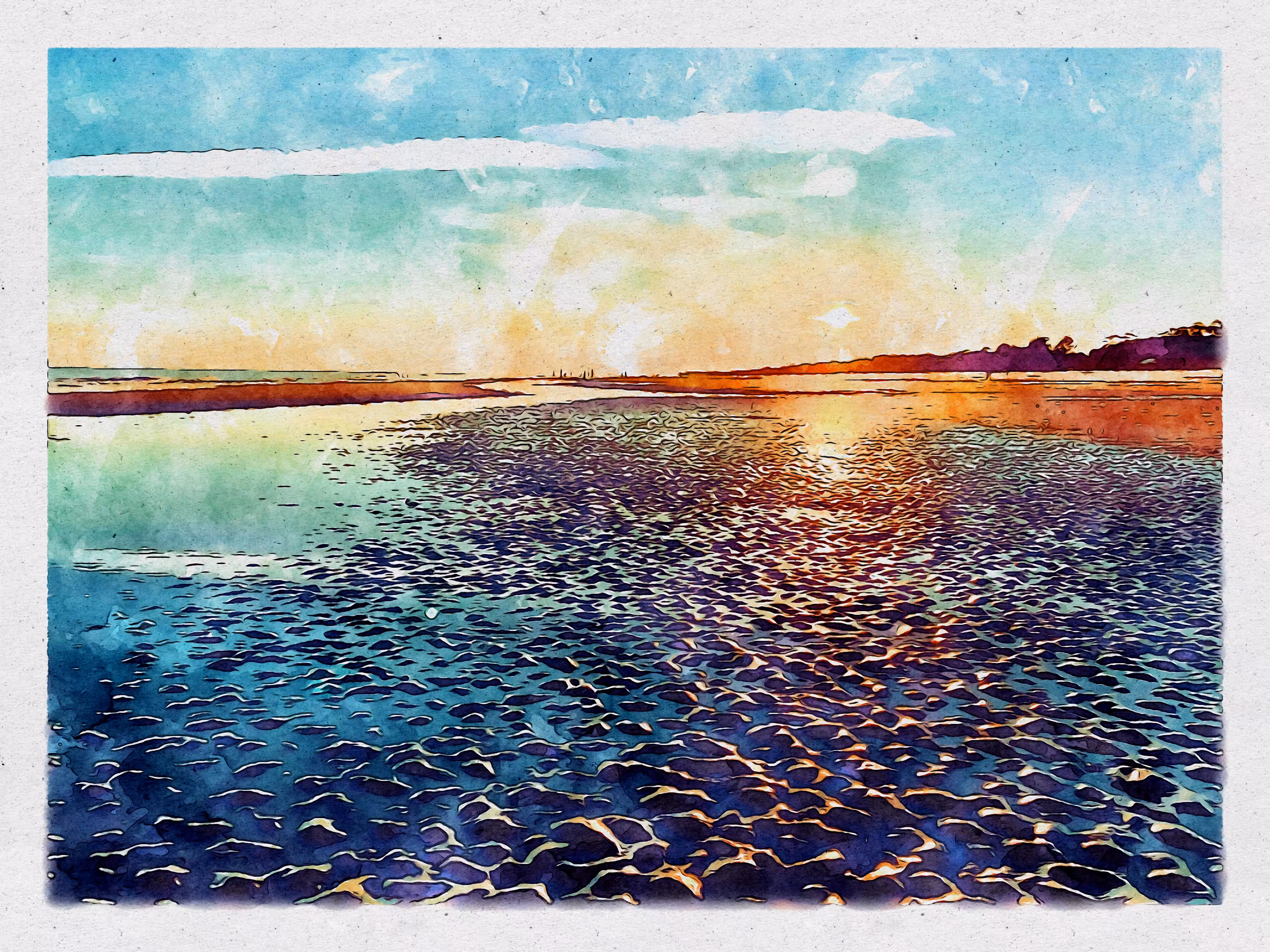 Watercolor - Sunset on HHI
