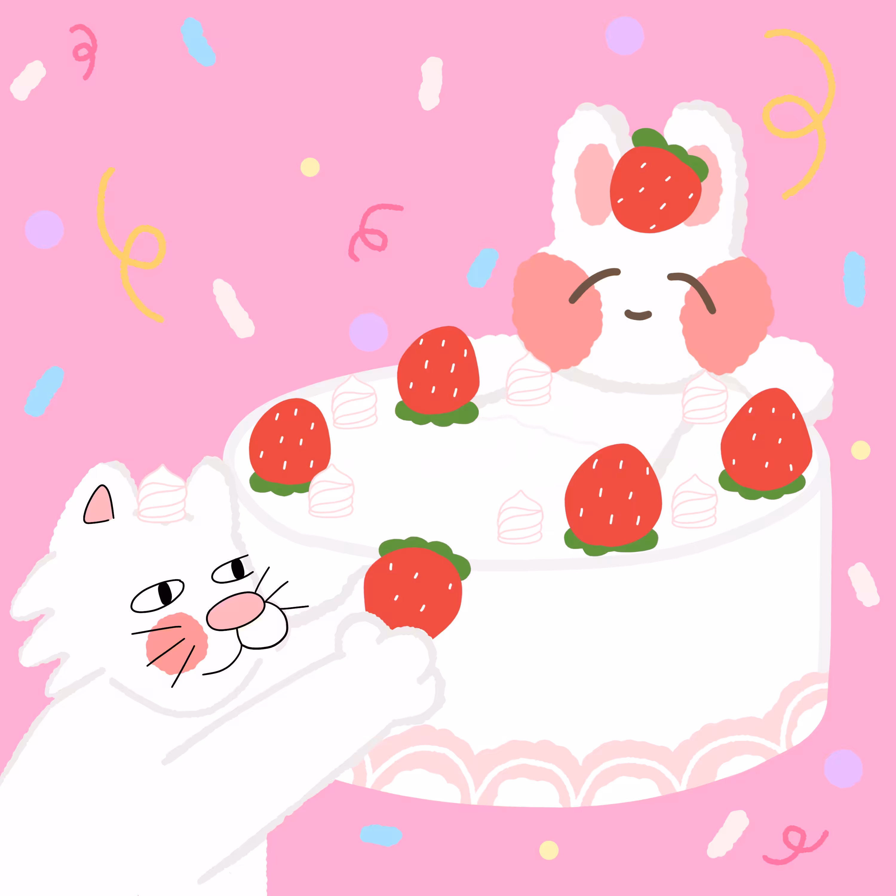 #008 party strawberry cake with kadraw