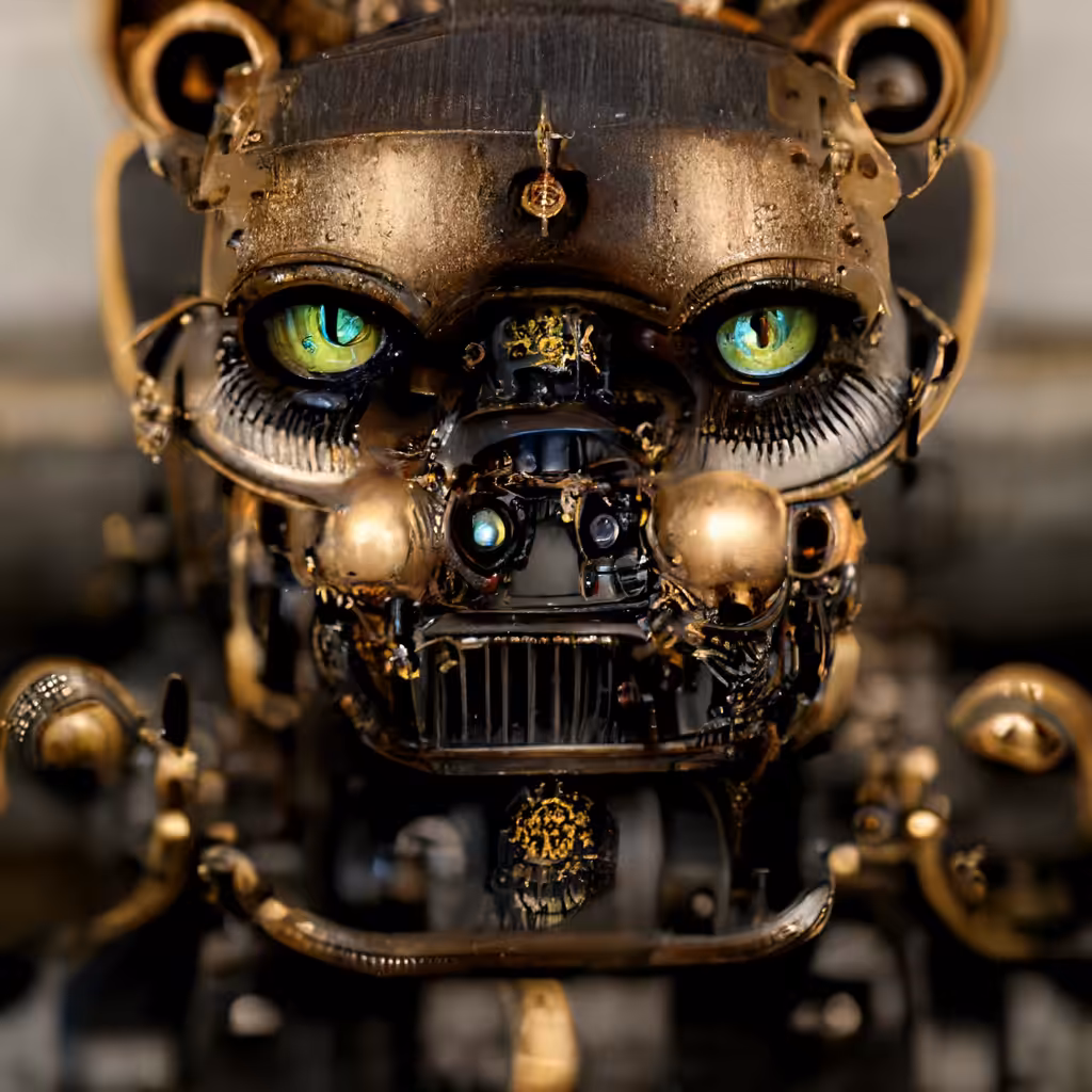 Steampunk Robot Wildlife Photography: Lioness 1