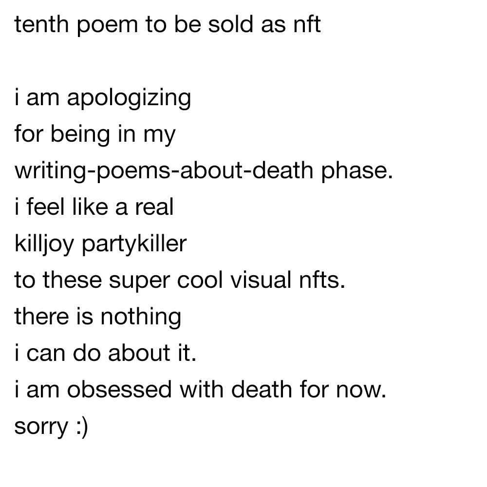 tenth poem to be sold as nft