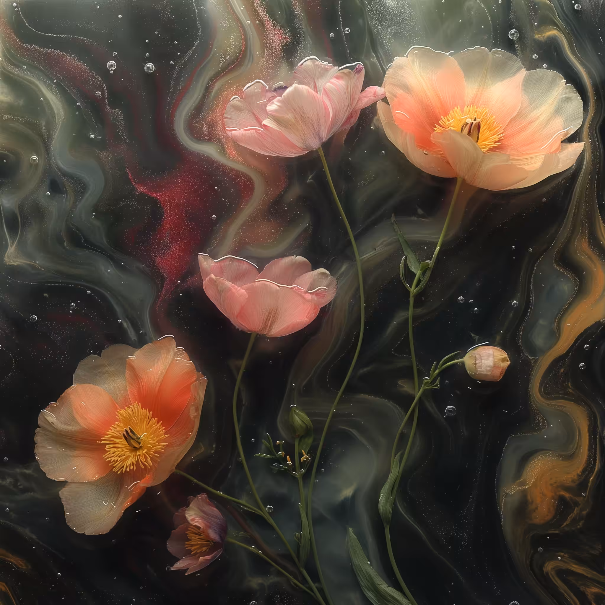Flowers in tar