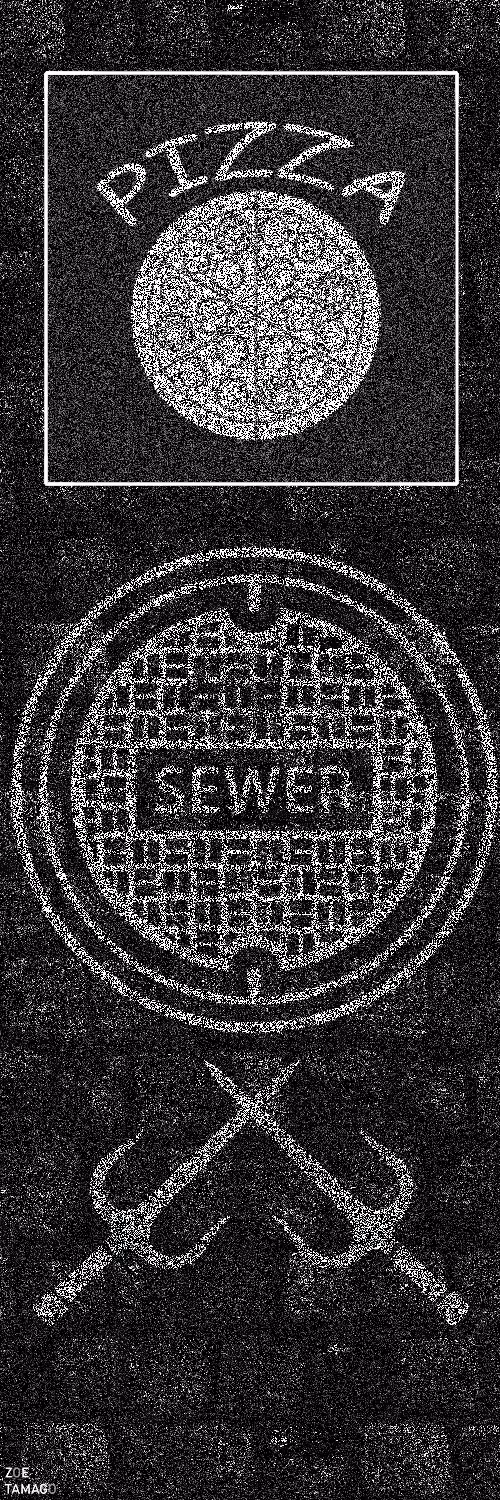 Pizza Near the Manhole Cover