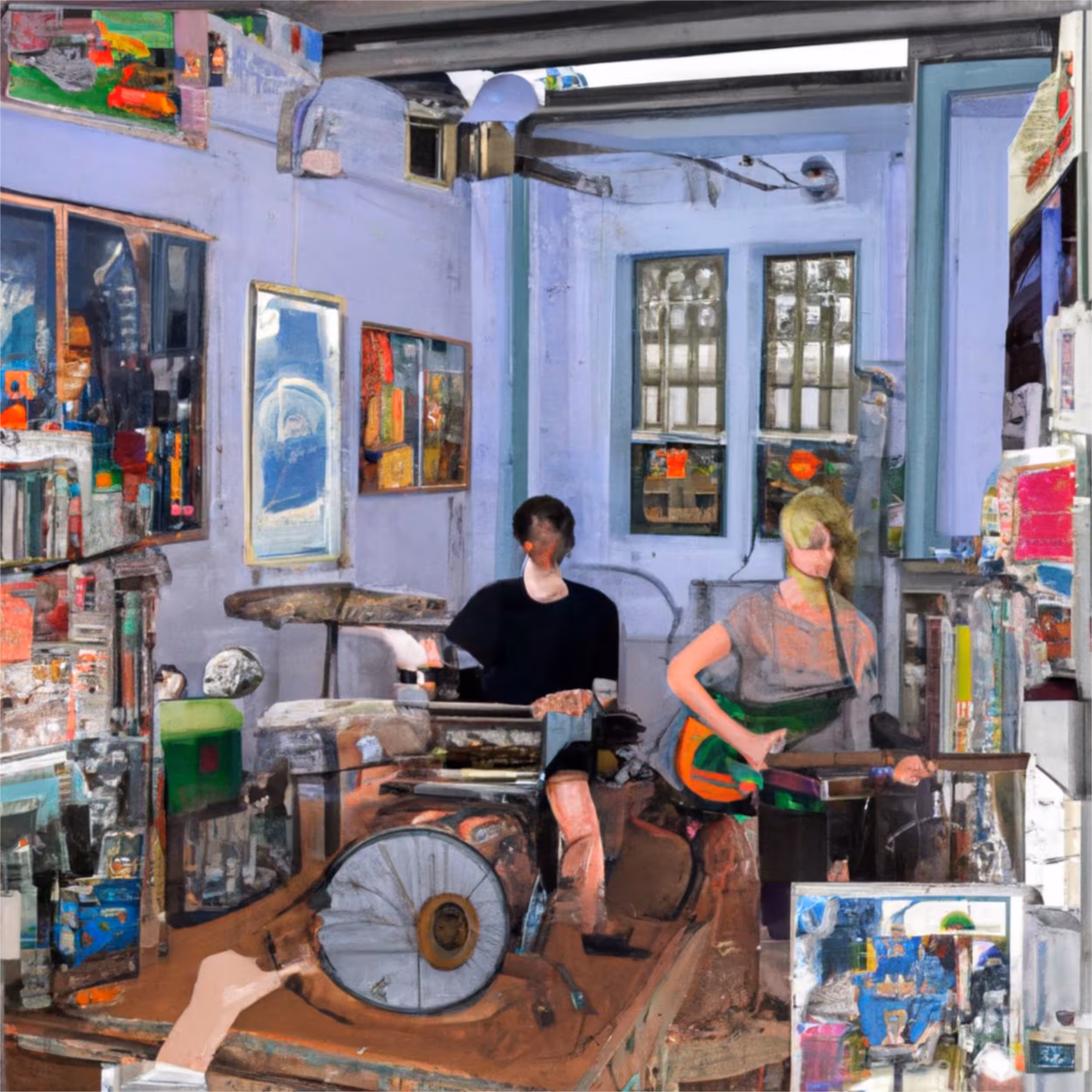 Rock band in a basement
